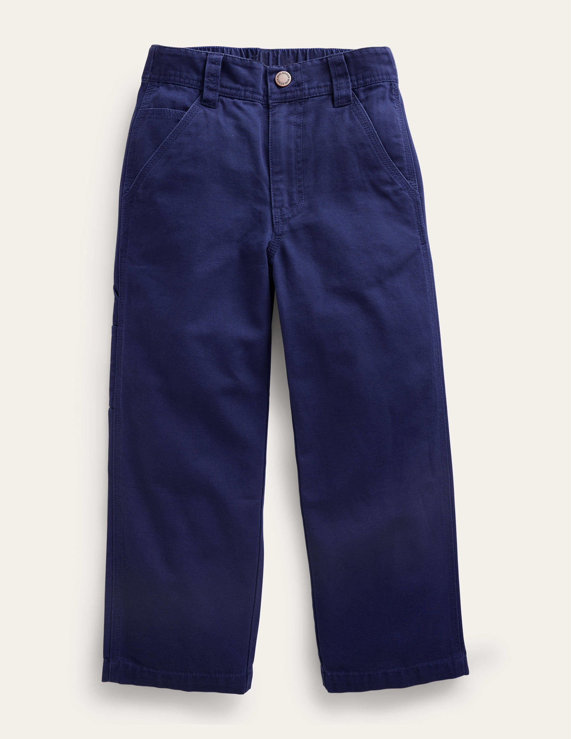 Pantalon style charpentier en toile-Bleu marine universitaire - Image 1