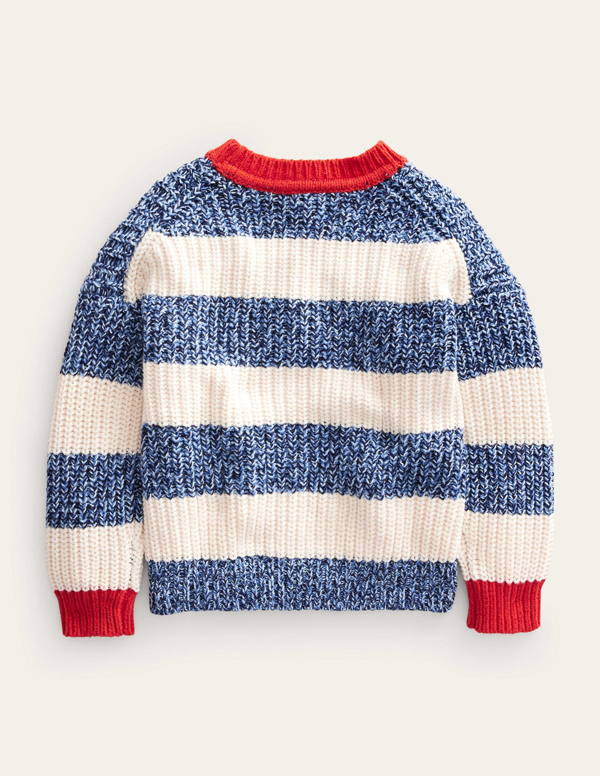 Pull côtelé à rayures-Bleu marine twisté/écru chiné-2