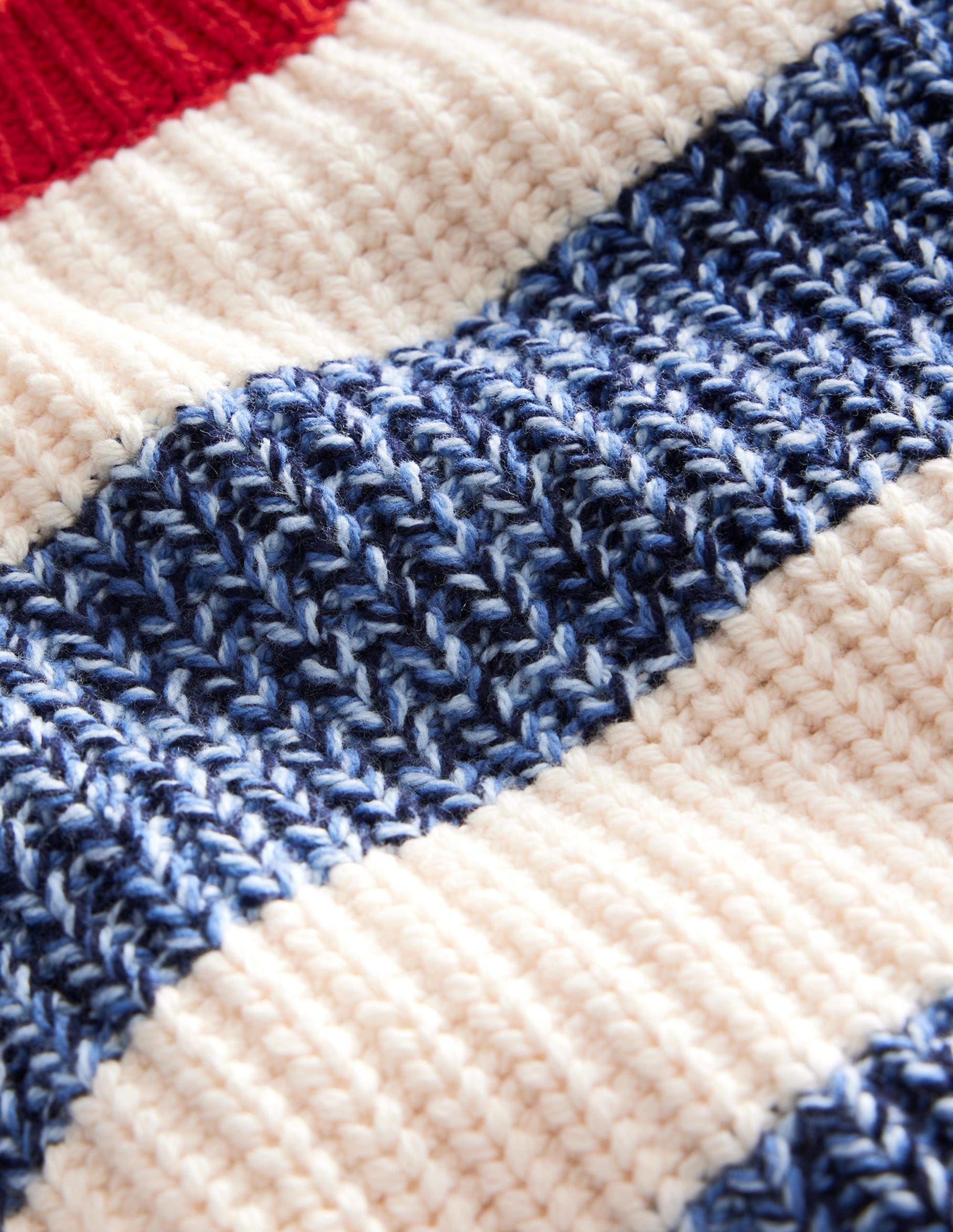 Pull côtelé à rayures-Bleu marine twisté/écru chiné-3