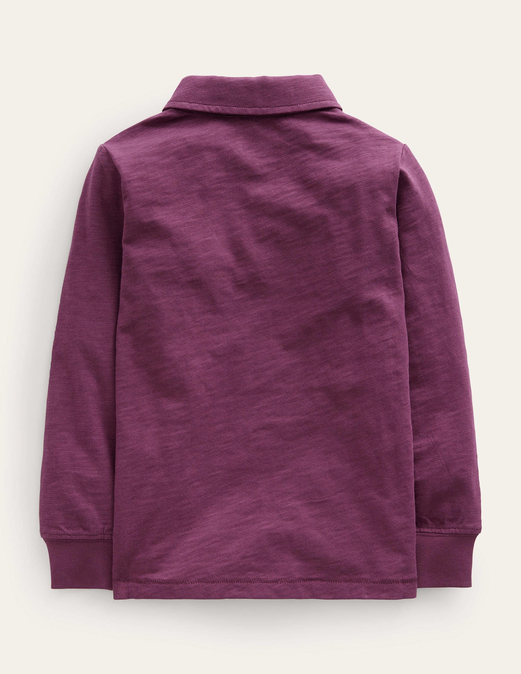 Langärmliges Flammgarn-Poloshirt-Beerenrot - Image 2