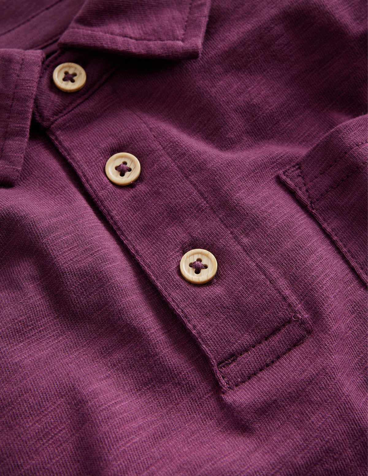 Langärmliges Flammgarn-Poloshirt-Beerenrot - Image 3