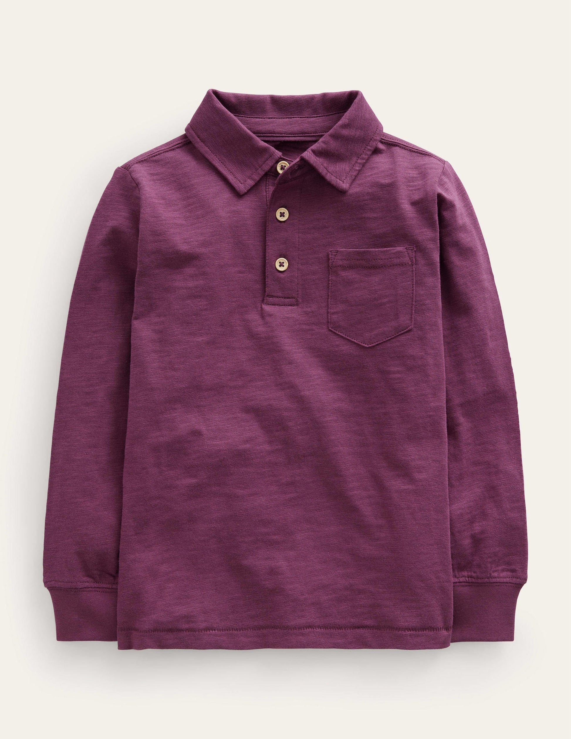 Langärmliges Flammgarn-Poloshirt-Beerenrot-1