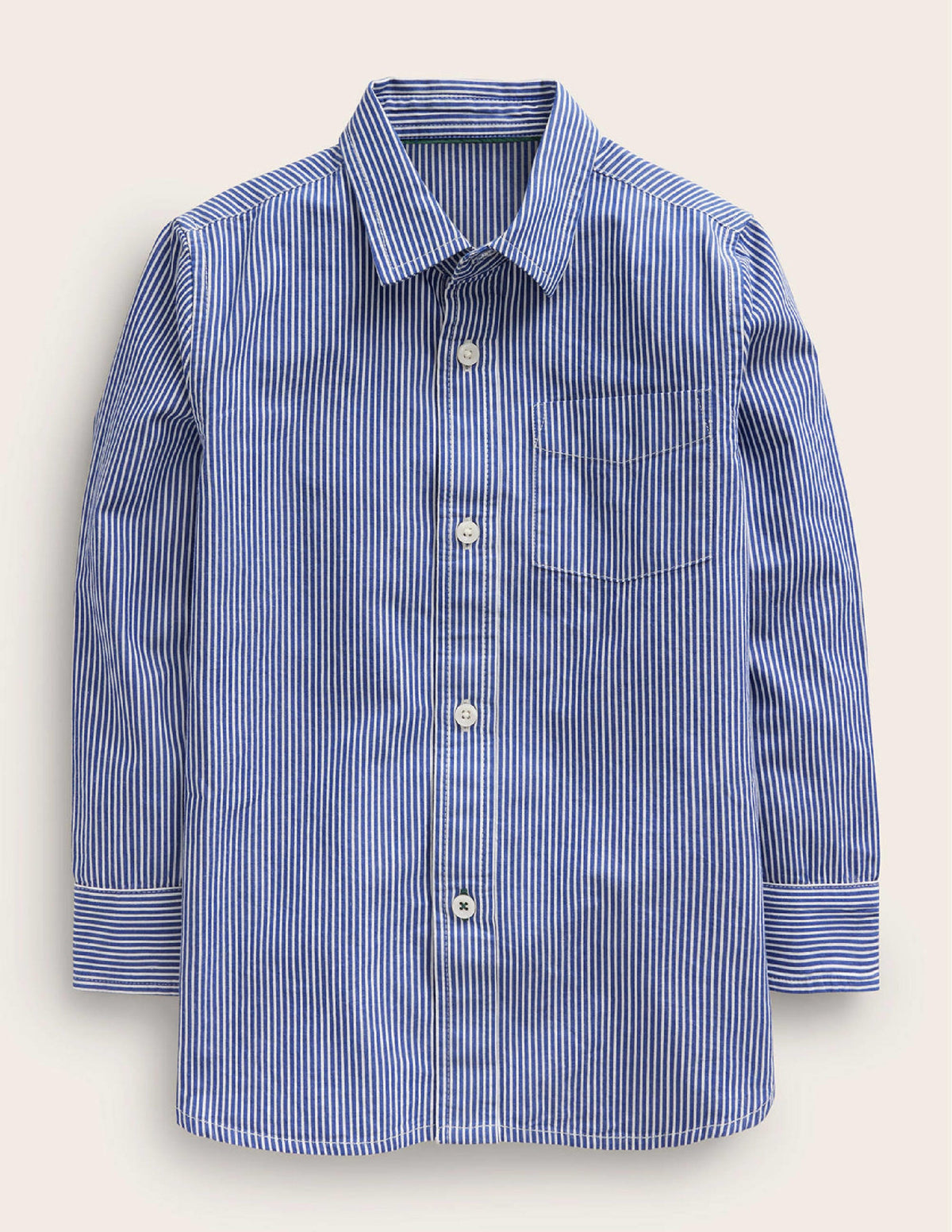 Baumwollhemd-Mazarin-Blau/Naturweiß - Image 1