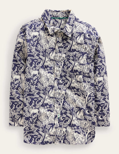Baumwollhemd-Schuluniform-Marineblau Magischer Wald-2
