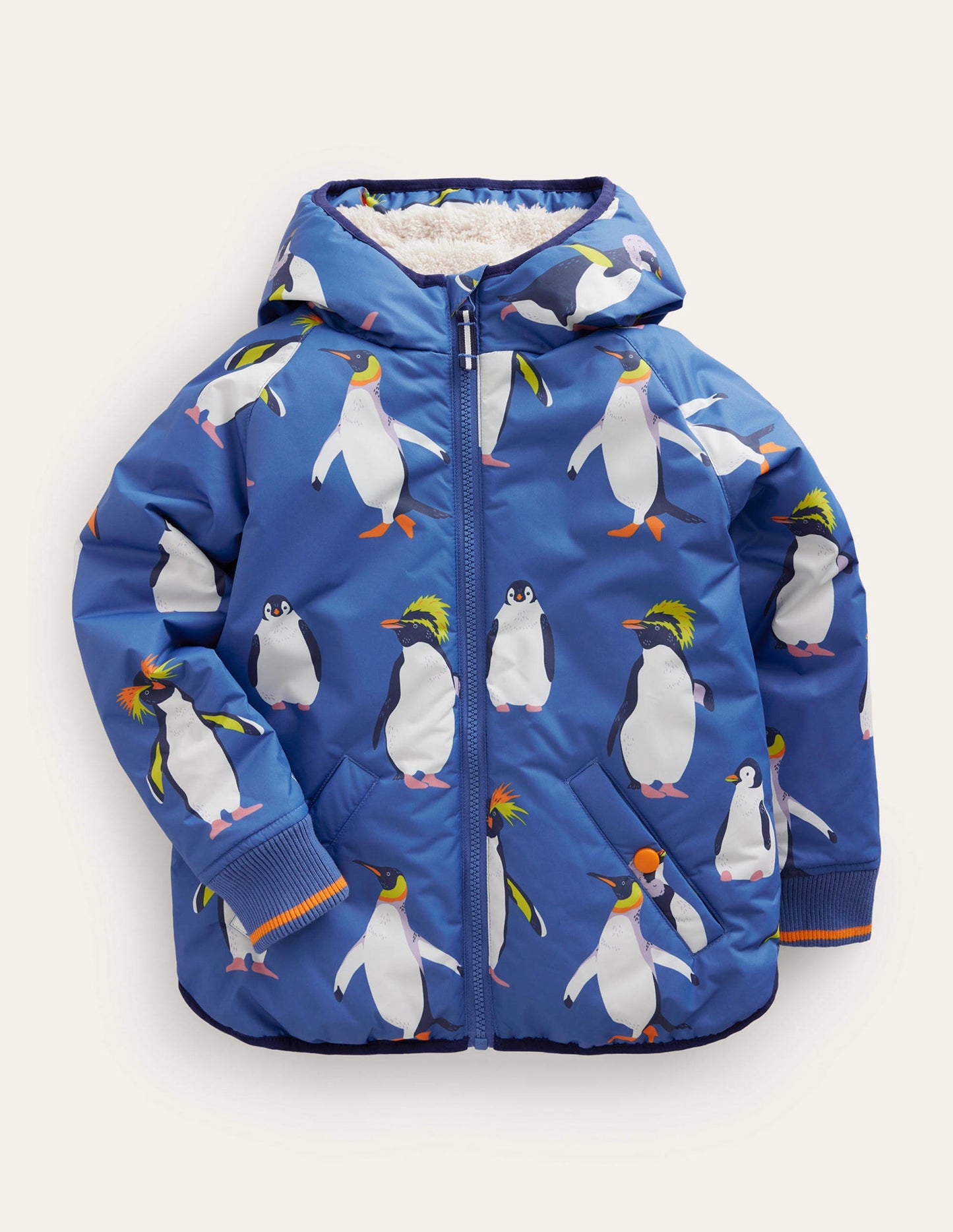 Anorak mit Sherpa-Futter-Pinguin-Druck