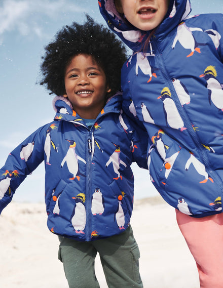 Anorak mit Sherpa-Futter-Pinguin-Druck
