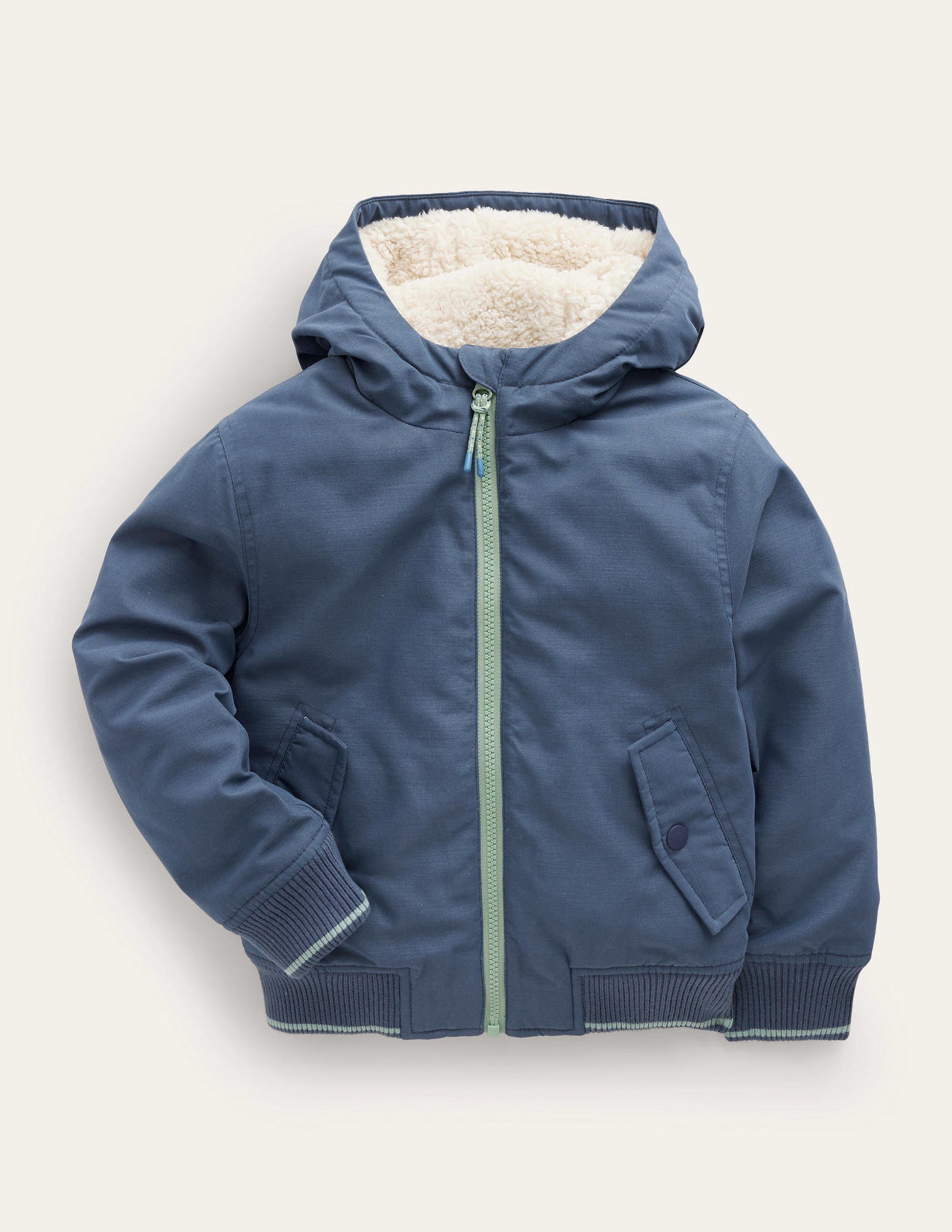 Veste bomber doublée à capuche-Bleu robot-1