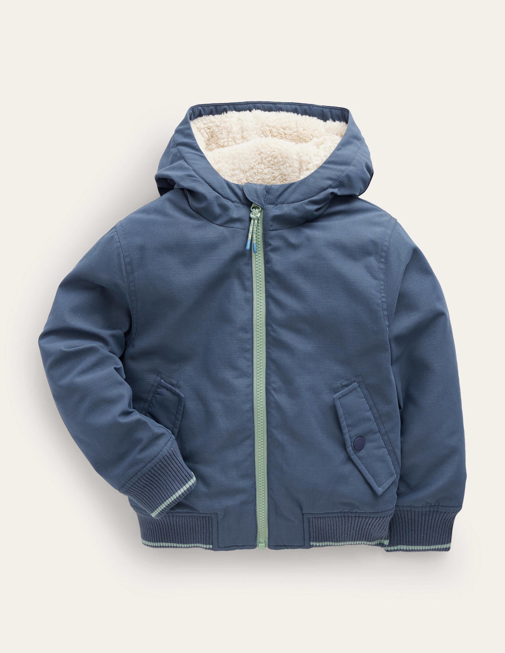 Veste bomber doublée à capuche-Bleu robot - Image 1