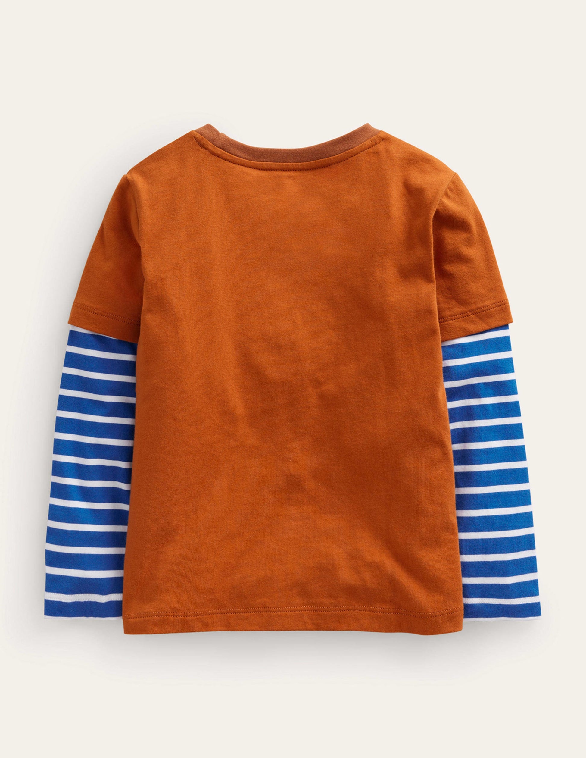 T-shirt fausses manches à appliqué-Blaireau orange automnal-2