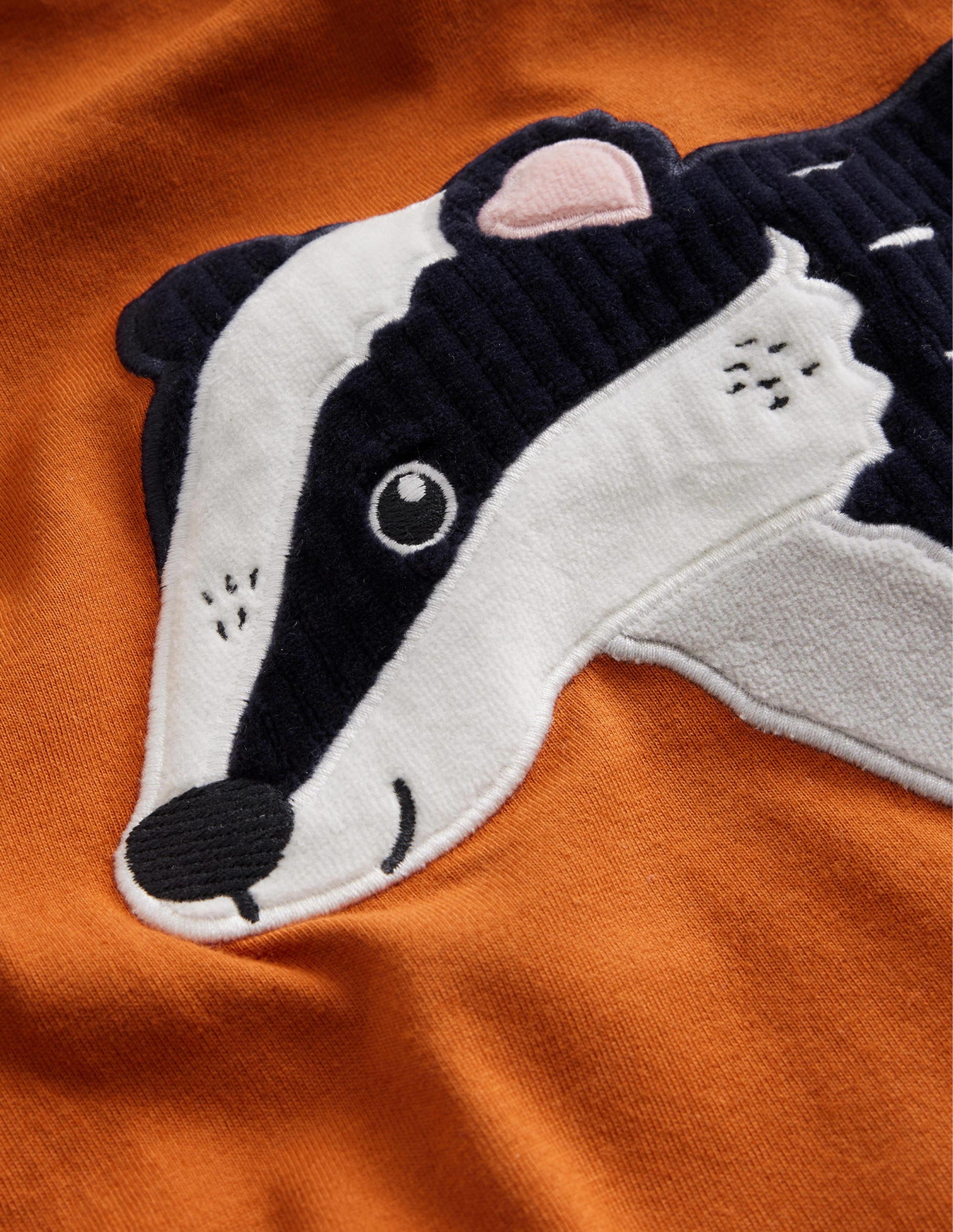 T-shirt fausses manches à appliqué-Blaireau orange automnal-3