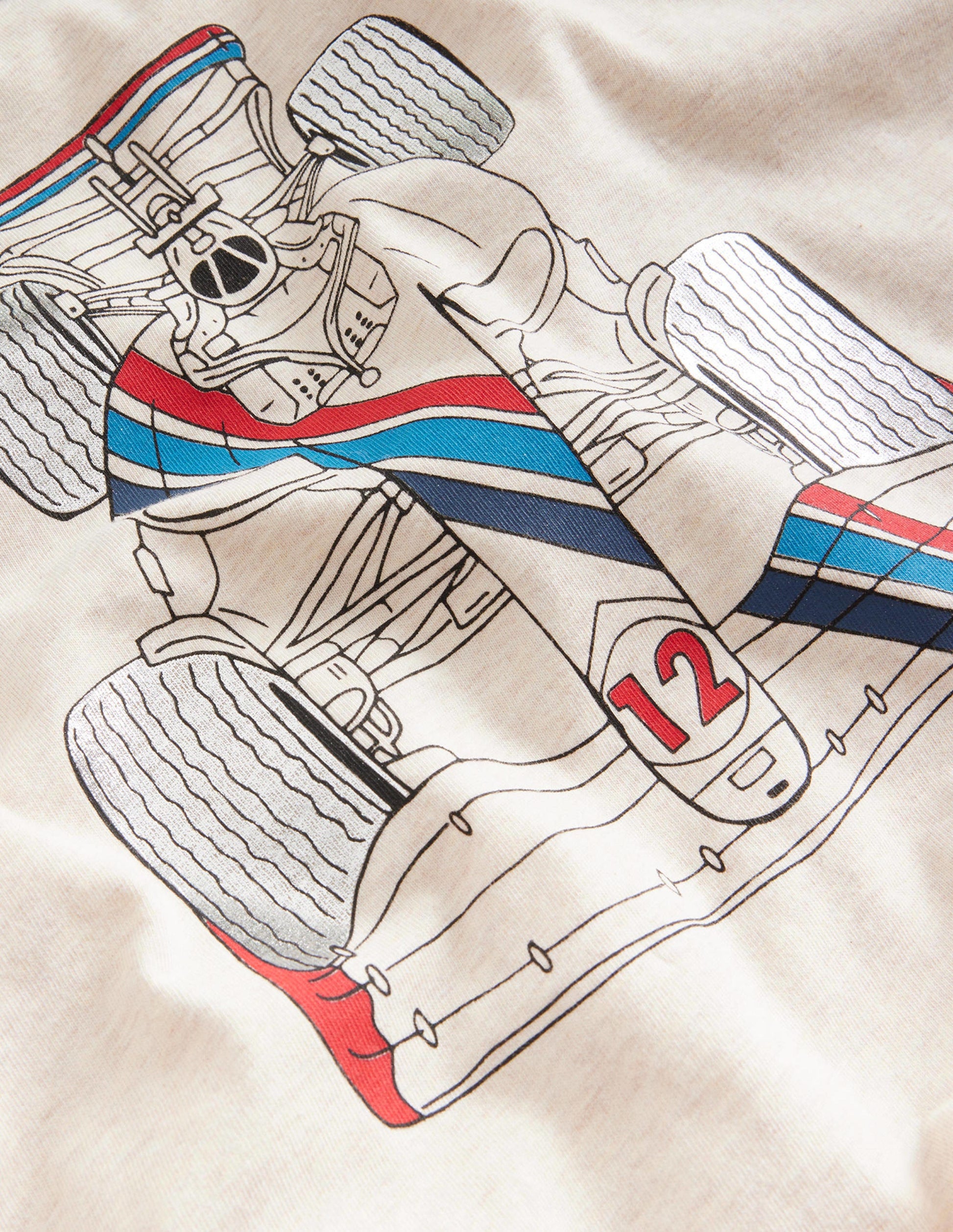 T-shirt à imprimé voiture de course-Avoine chiné-3