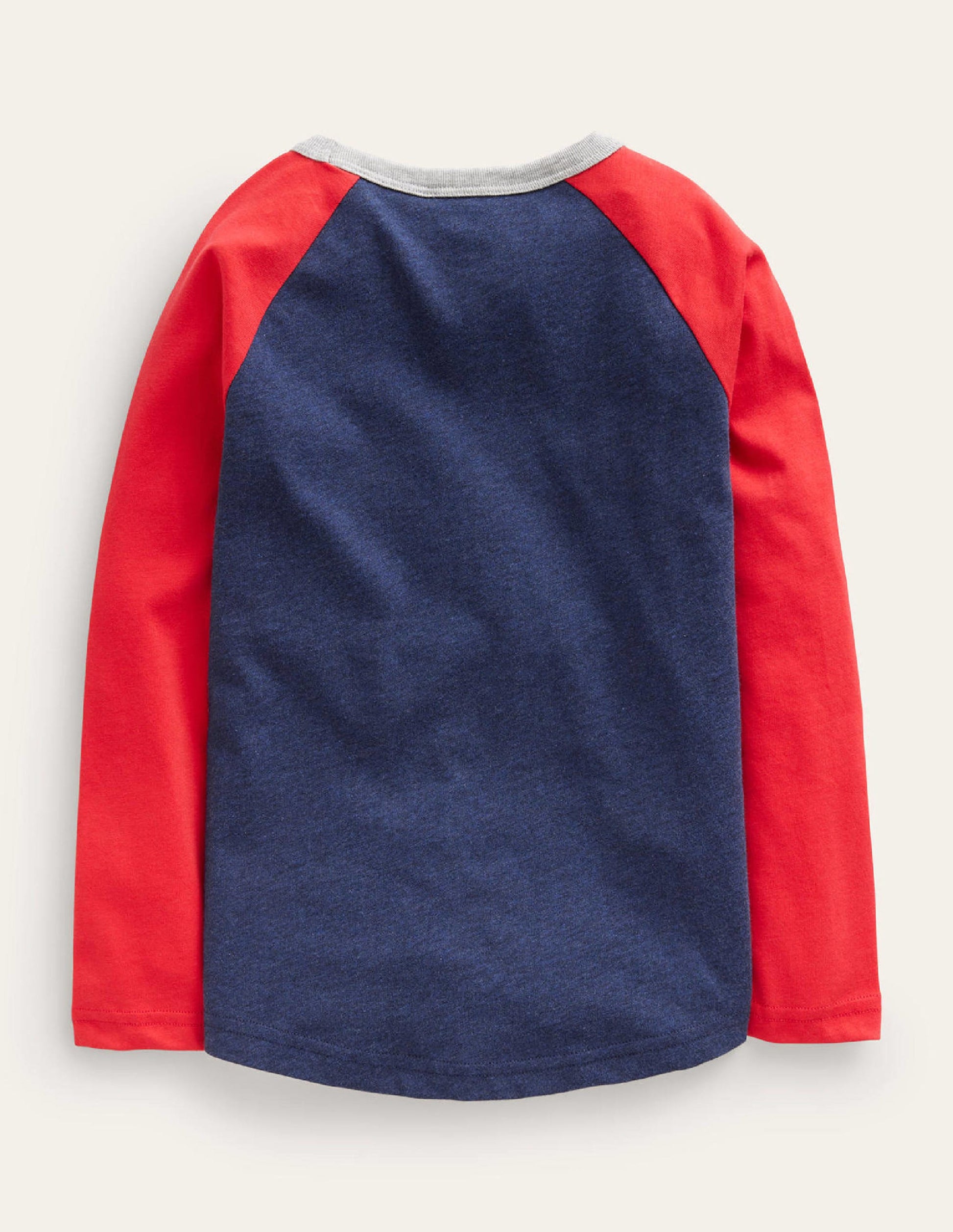 T-shirt à manches raglan cochon d'Inde de Noël-Rouge rockabilly/bleu chiné-2