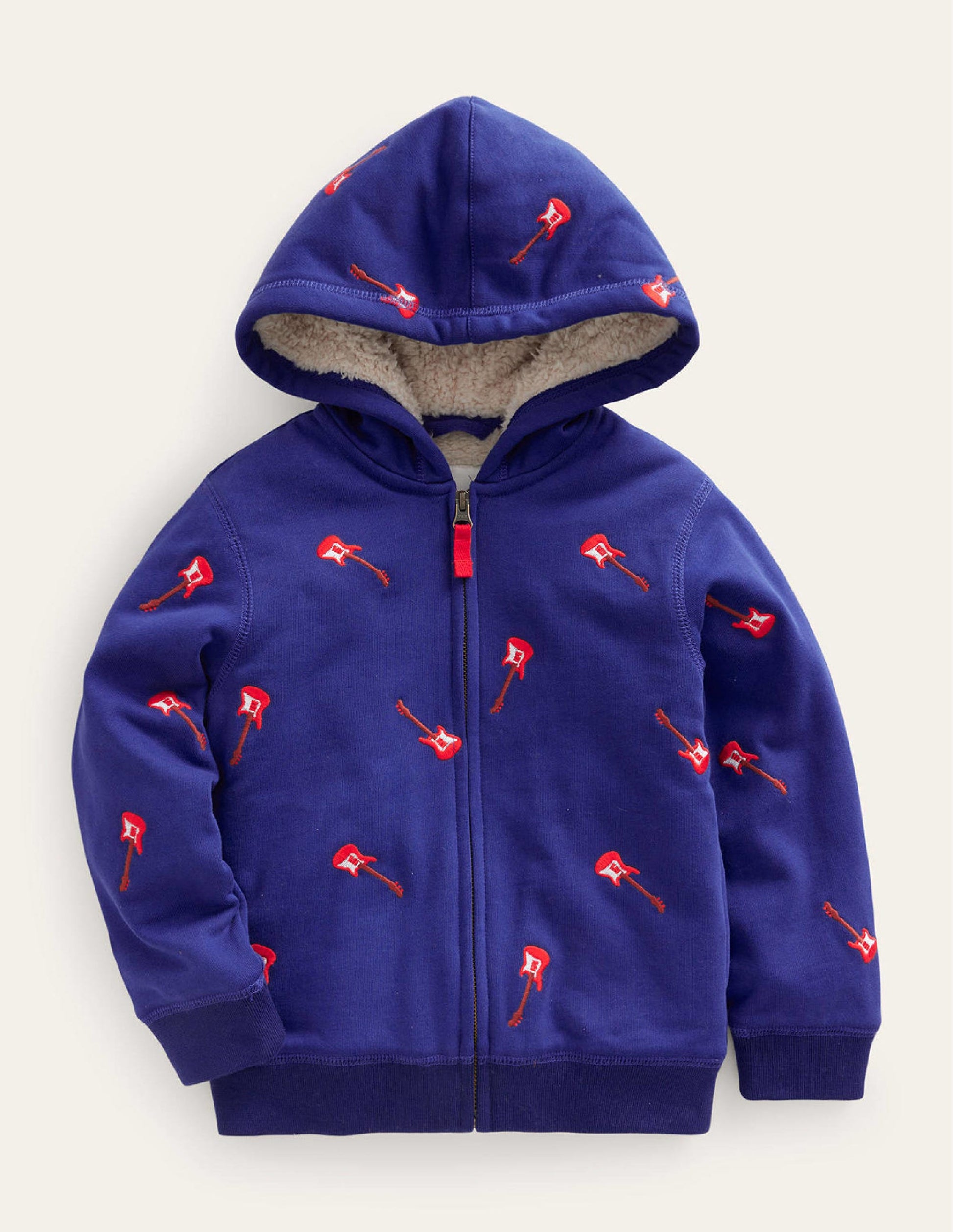 Kapuzenpulli mit Zottelfutter und Applikation-Steuerbord Gitarre-1