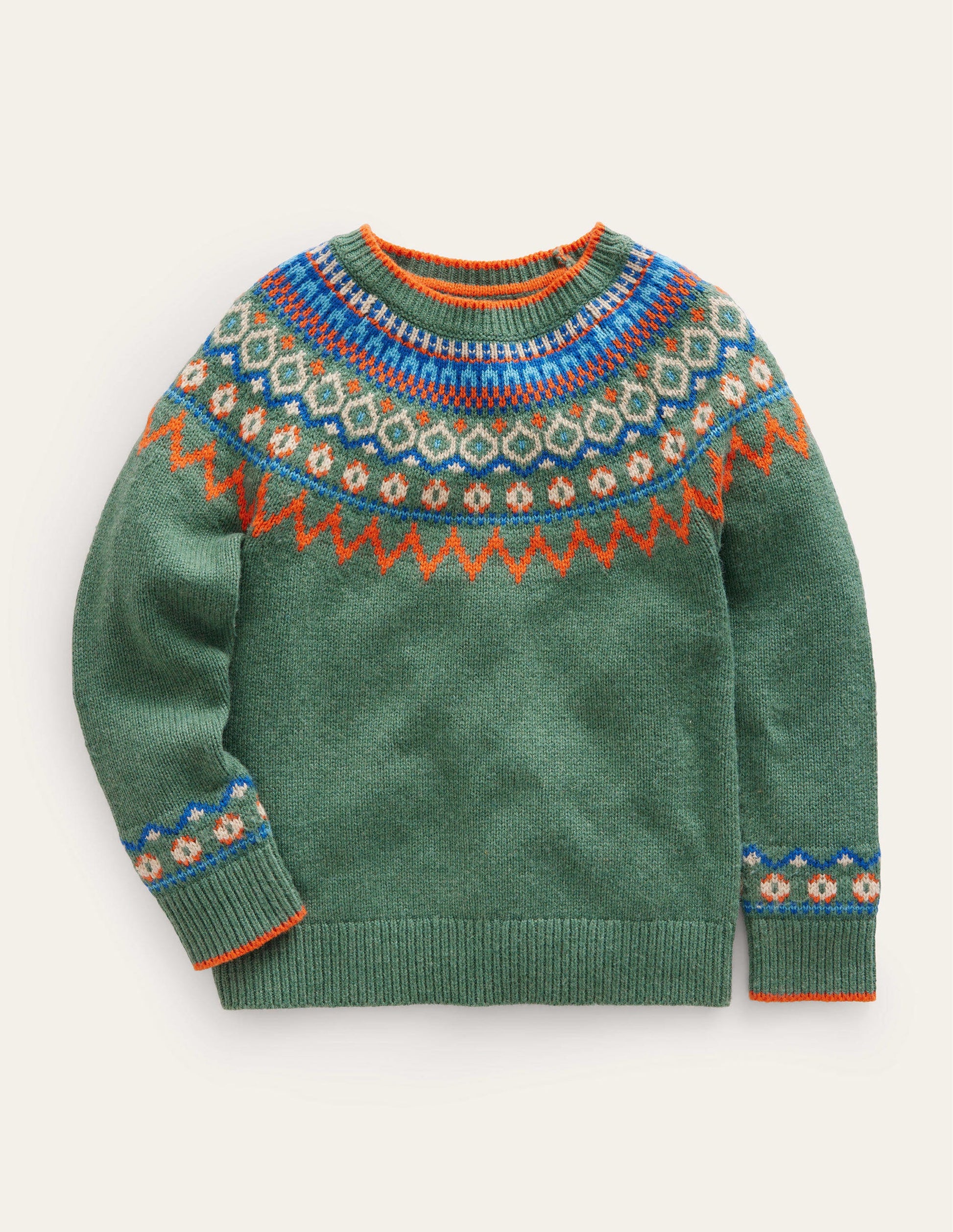 Pull motif jacquard graphique-Vert monstre chiné-1
