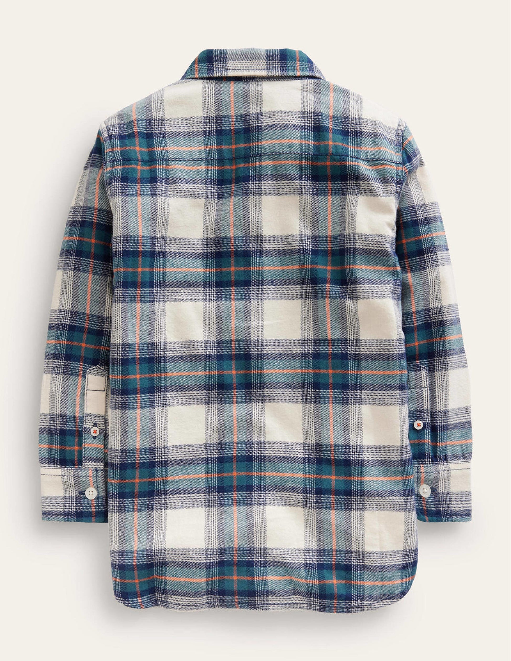 Chemise en flanelle brossée-Carreaux bleu marine/bleu sarcelle/orange-2