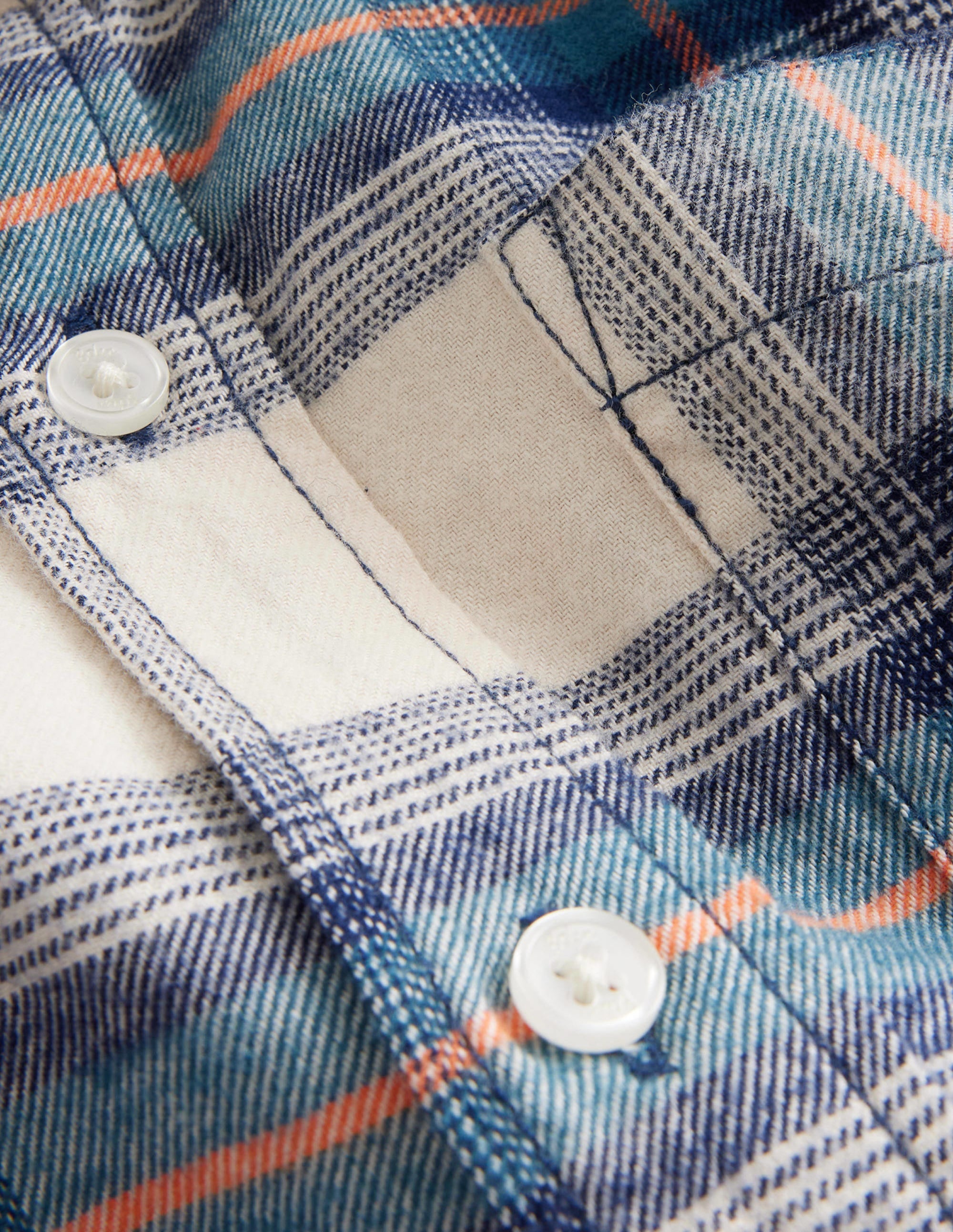 Chemise en flanelle brossée-Carreaux bleu marine/bleu sarcelle/orange - Image 3