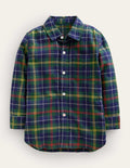 Chemise en flanelle brossée-Carreaux vert/bleu marine/jaune