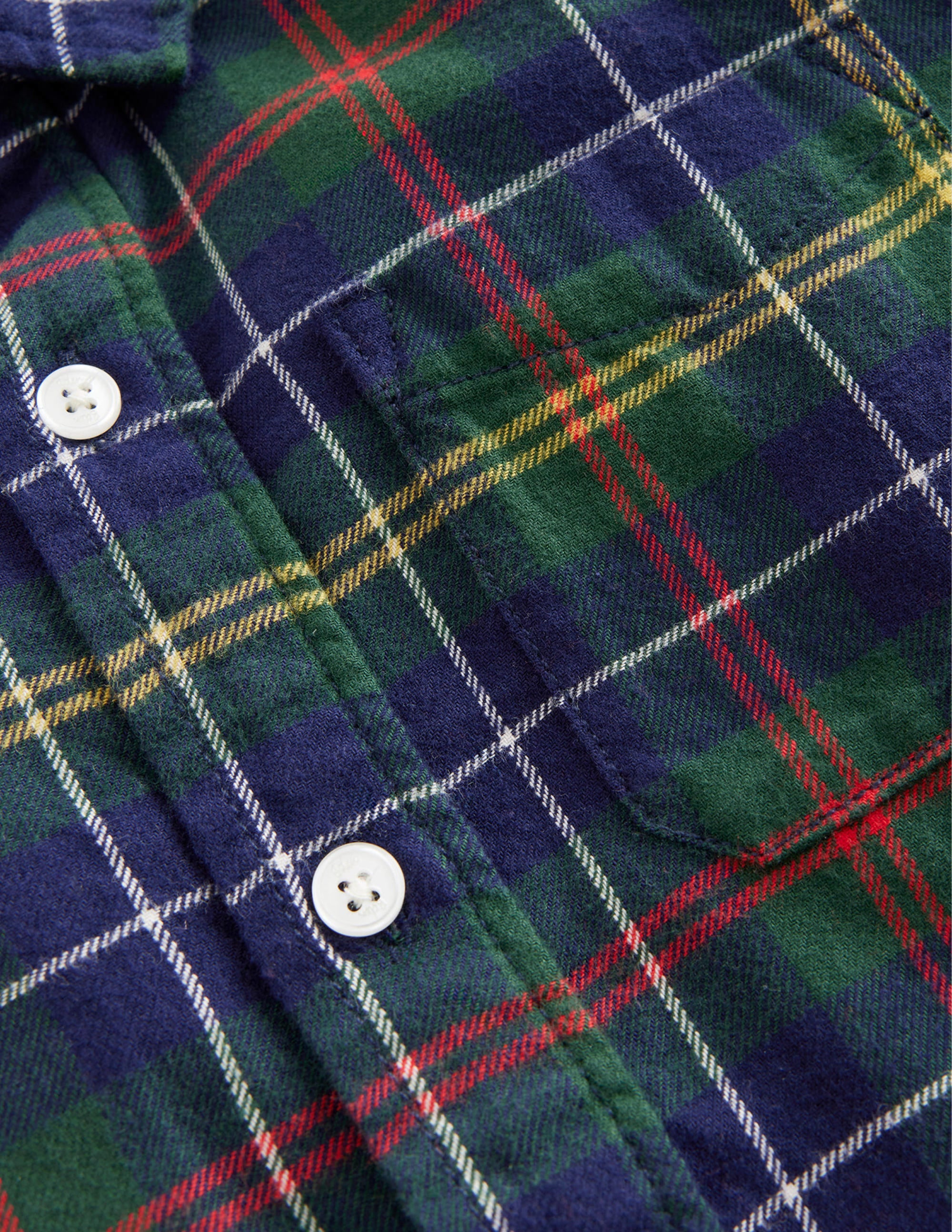 Chemise en flanelle brossée-Carreaux vert/bleu marine/jaune - Image 3