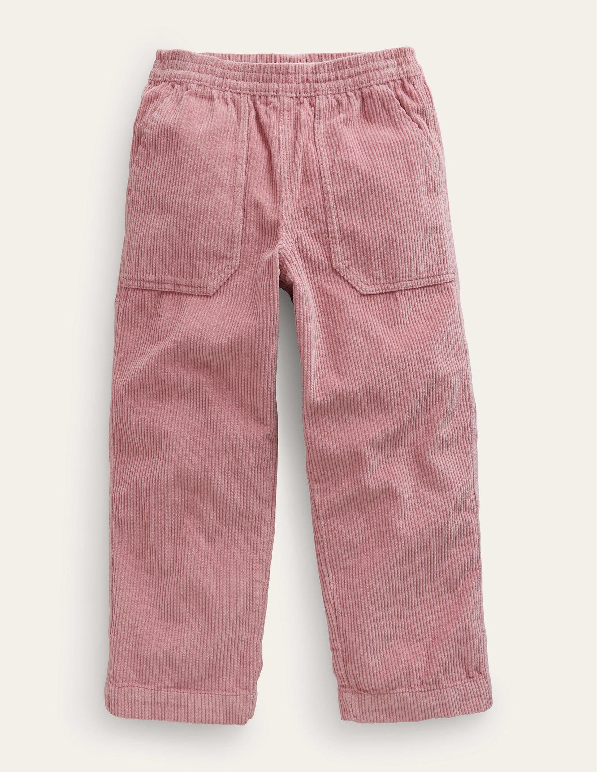Pantalon à enfiler en velours côtelé épais-Rose vintage-1