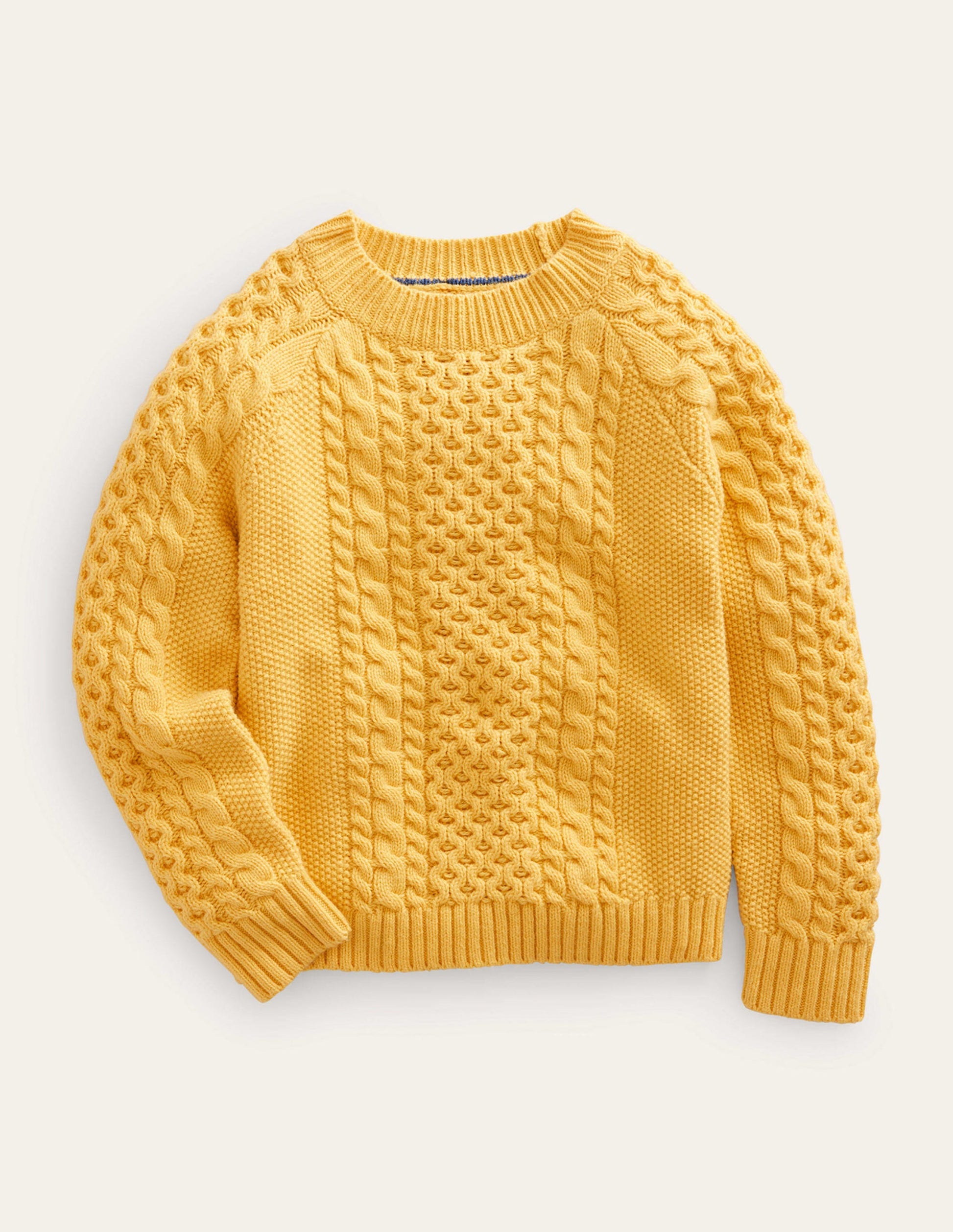 Pullover mit klassischem Zopfmuster-Scharfer Senf-1