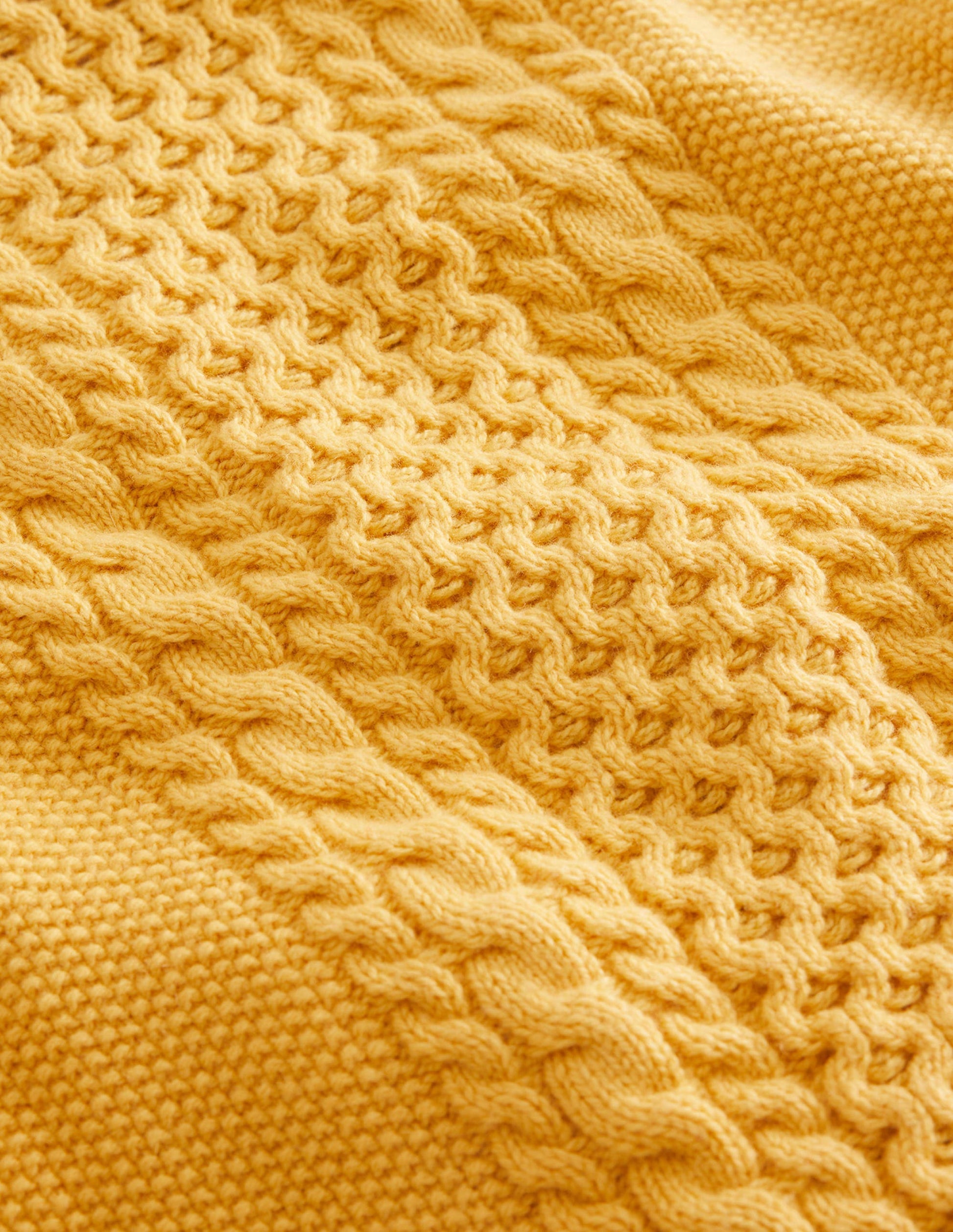 Pullover mit klassischem Zopfmuster-Scharfer Senf-3