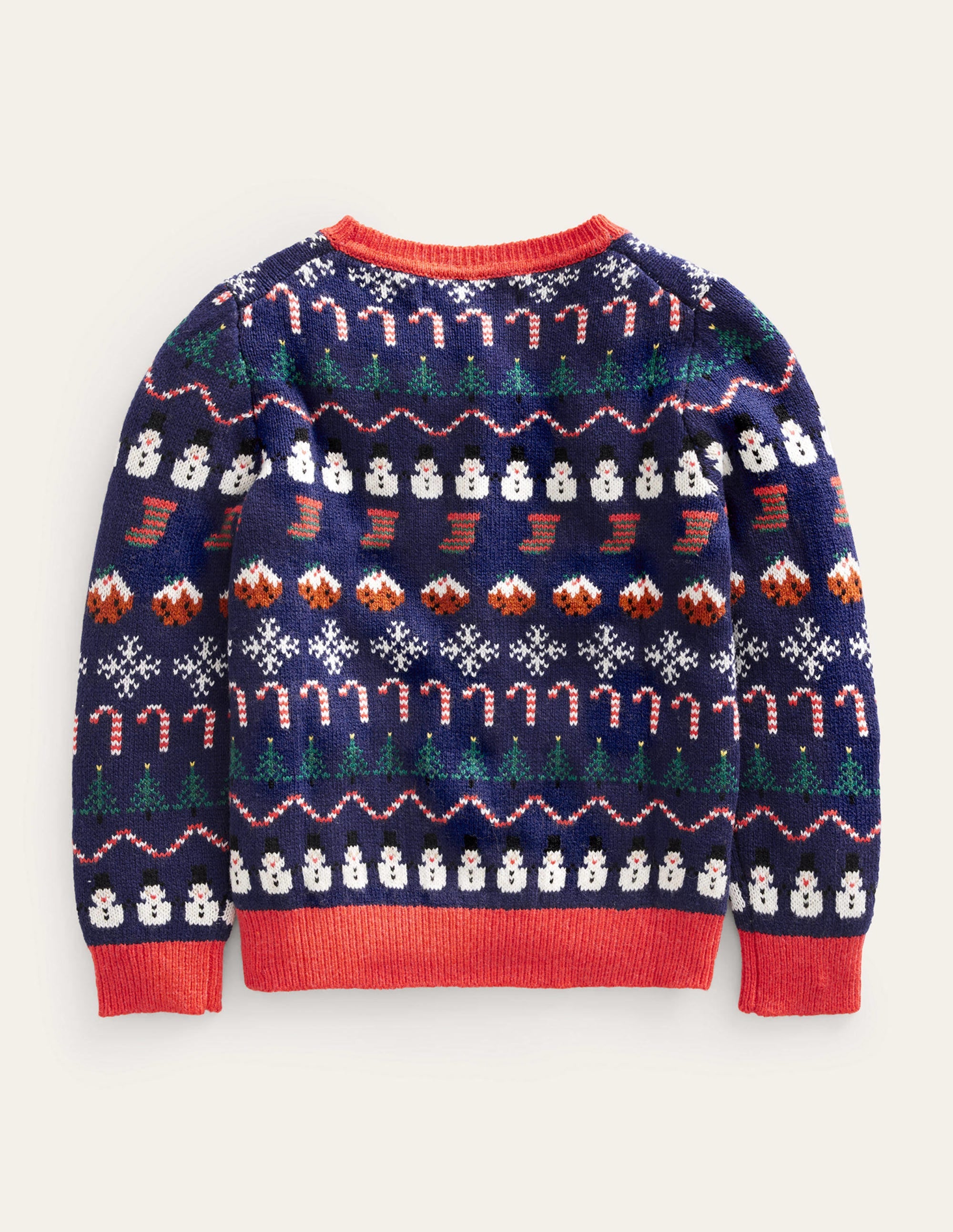 Pull à motif jacquard de Noël intégral-Bleu marine universitaire - Image 2