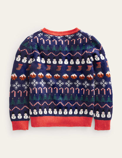 Weihnachtlicher Fair-Isle-Pullover-Schuluniform-Marineblau-2