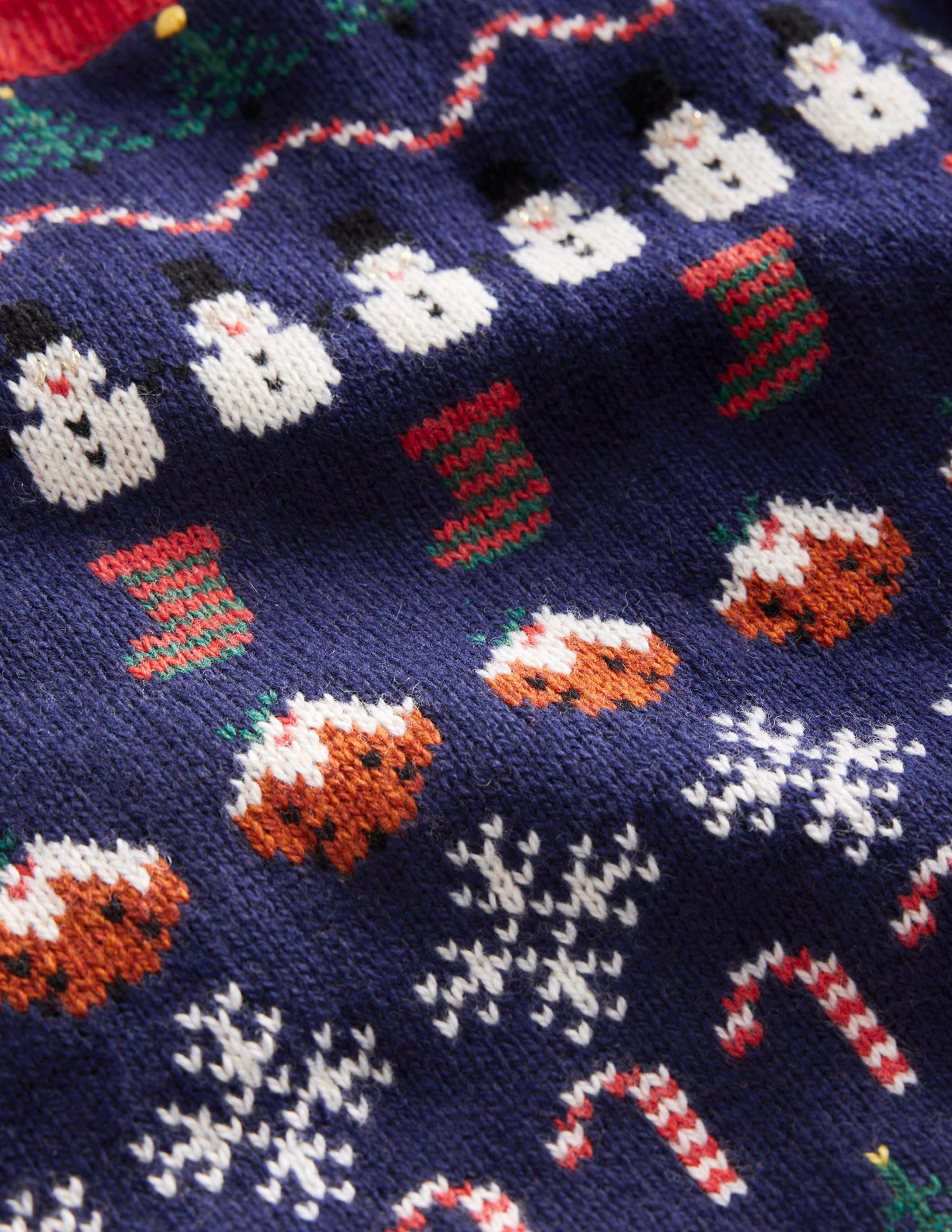 Pull à motif jacquard de Noël intégral-Bleu marine universitaire - Image 3
