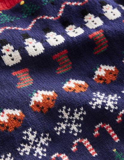 Weihnachtlicher Fair-Isle-Pullover-Schuluniform-Marineblau-3