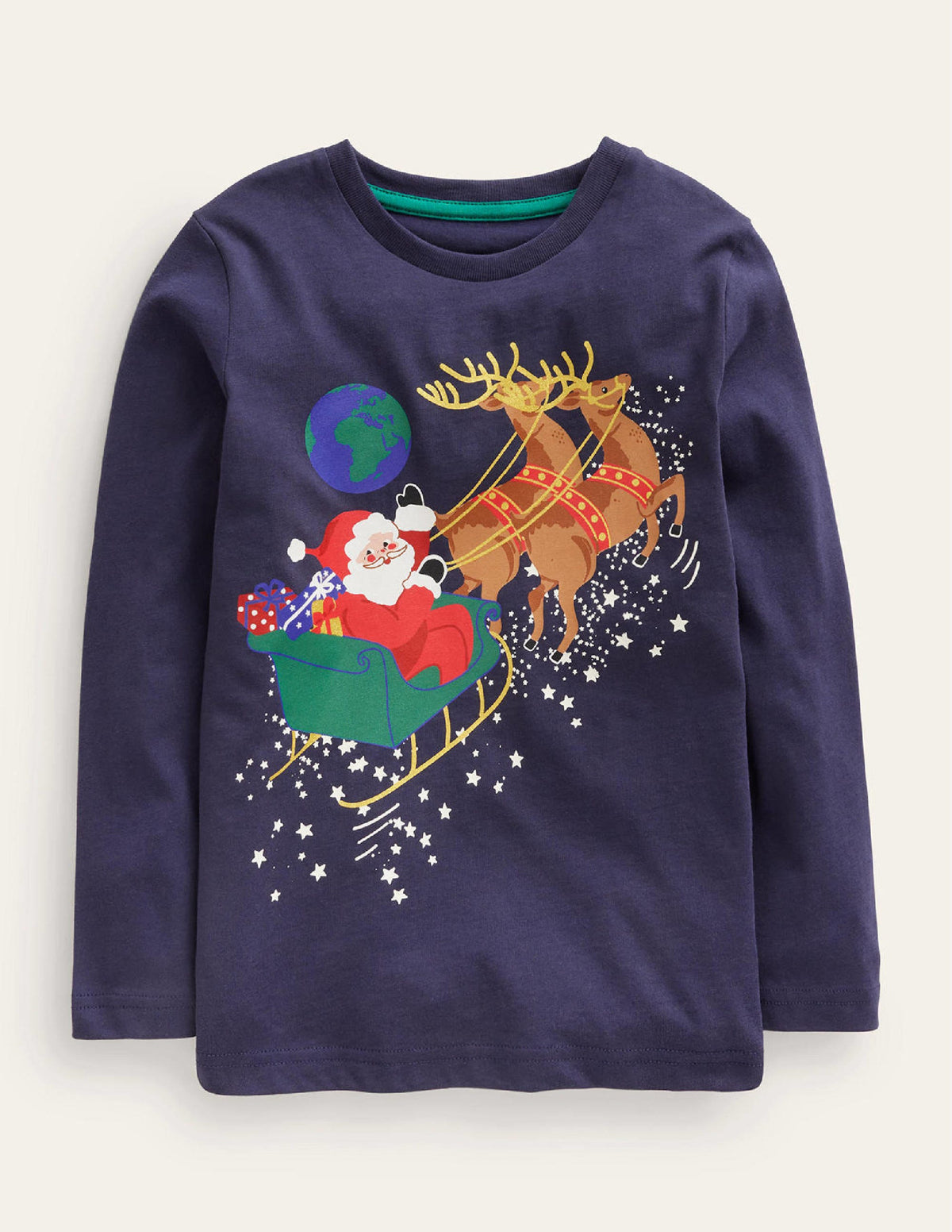 T-Shirt mit Schlitten-Französisches Marineblau-1