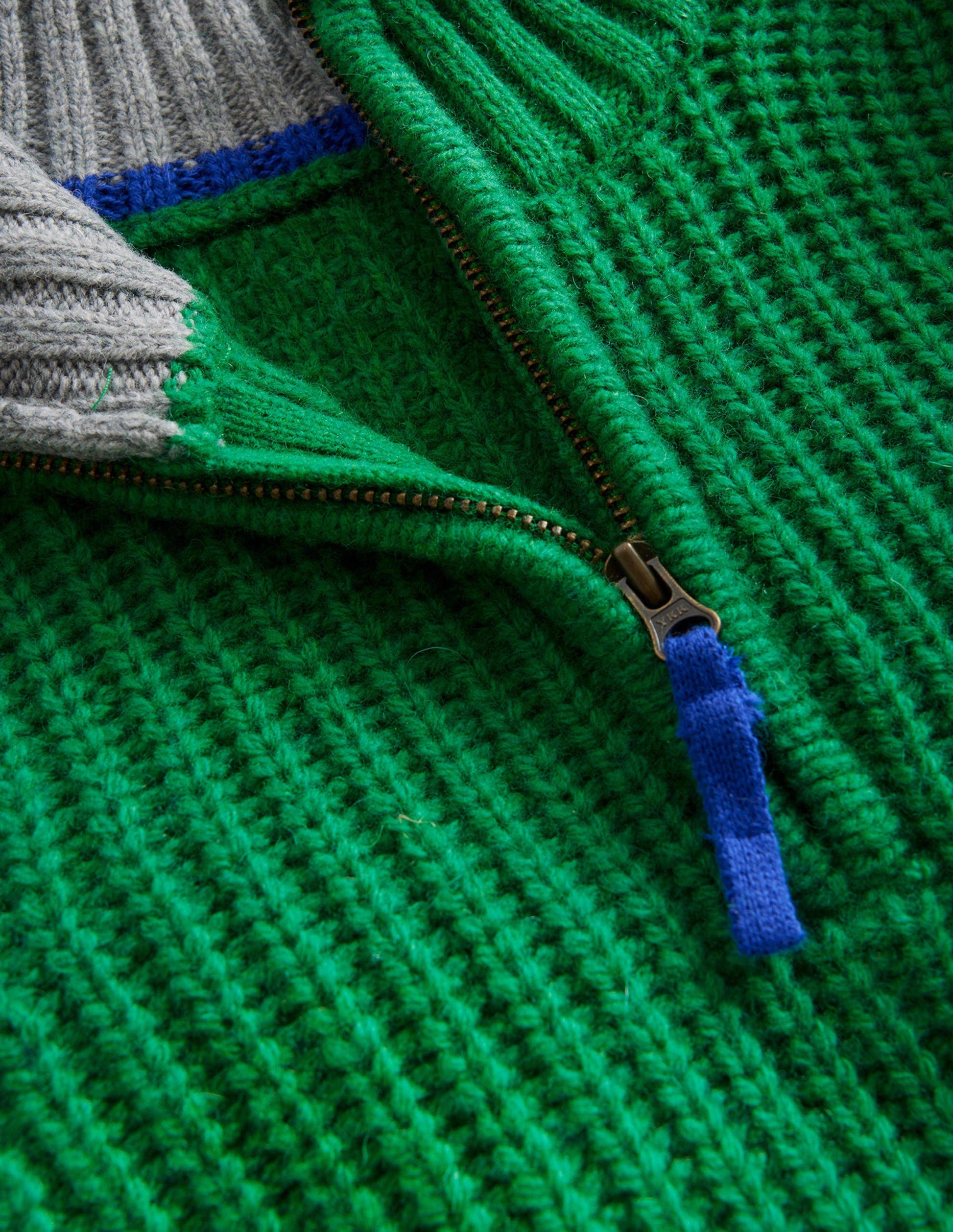 Breiter Pullover mit Halbreißverschluss-Tiefgrün-3