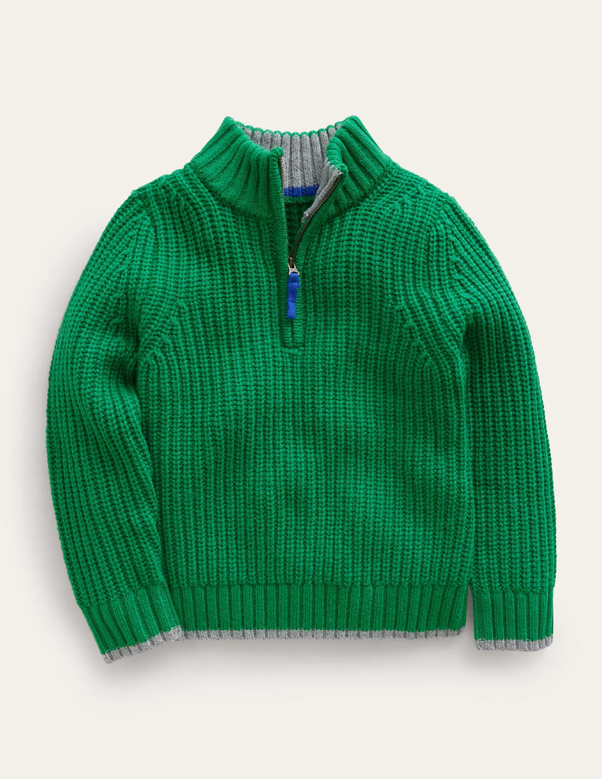 Breiter Pullover mit Halbreißverschluss-Tiefgrün - Image 1
