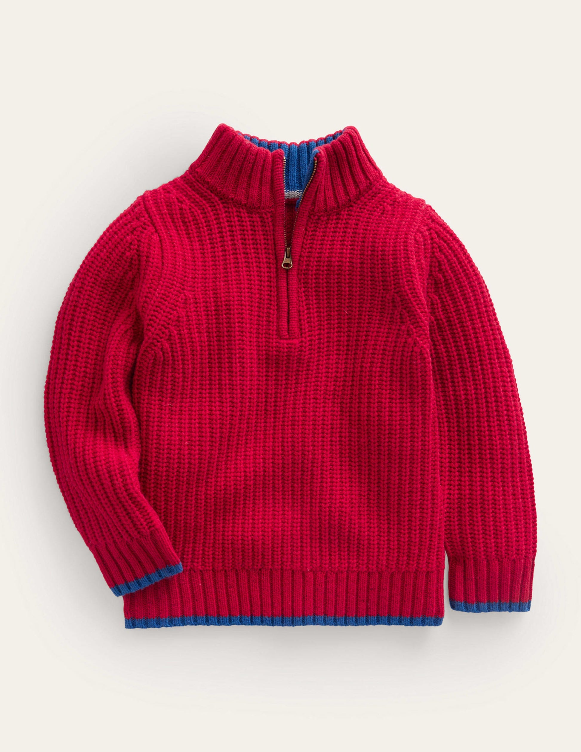 Breiter Pullover mit Halbreißverschluss-Rot-1