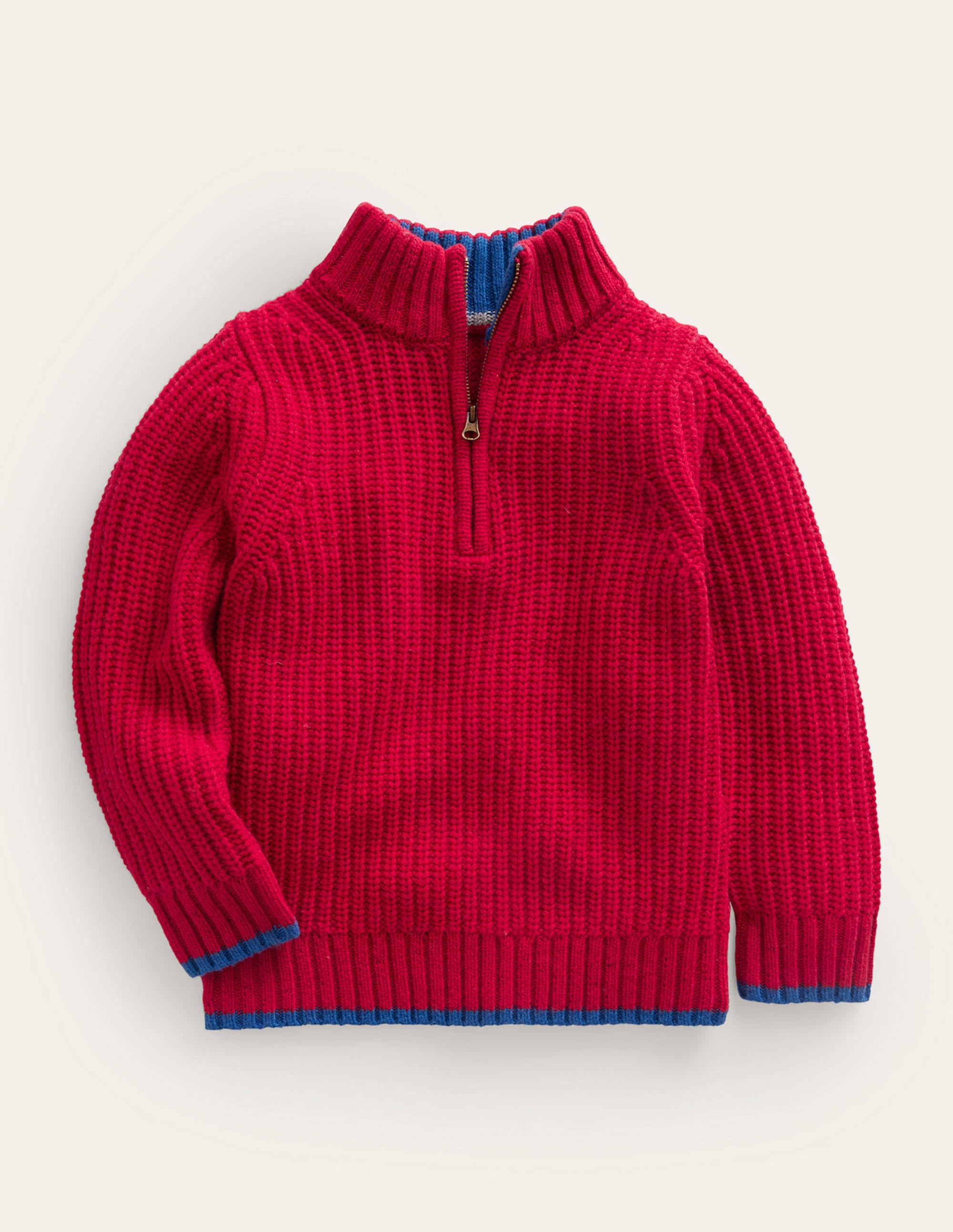 Breiter Pullover mit Halbreißverschluss-Rot - Image 1