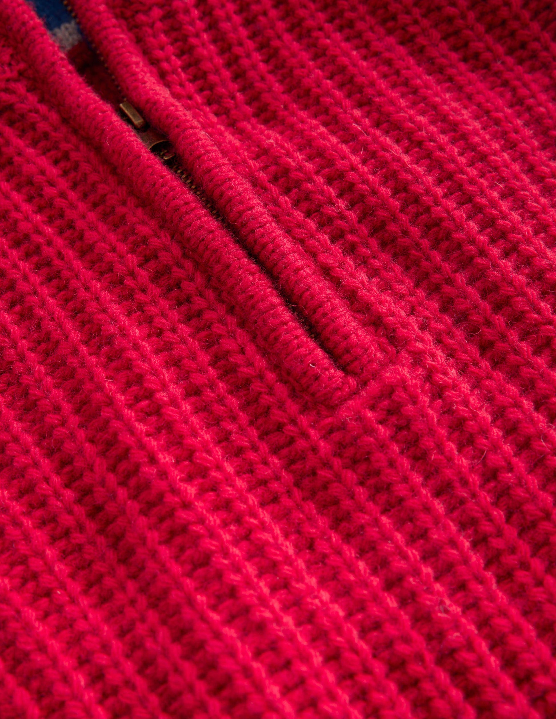Breiter Pullover mit Halbreißverschluss-Rot-3