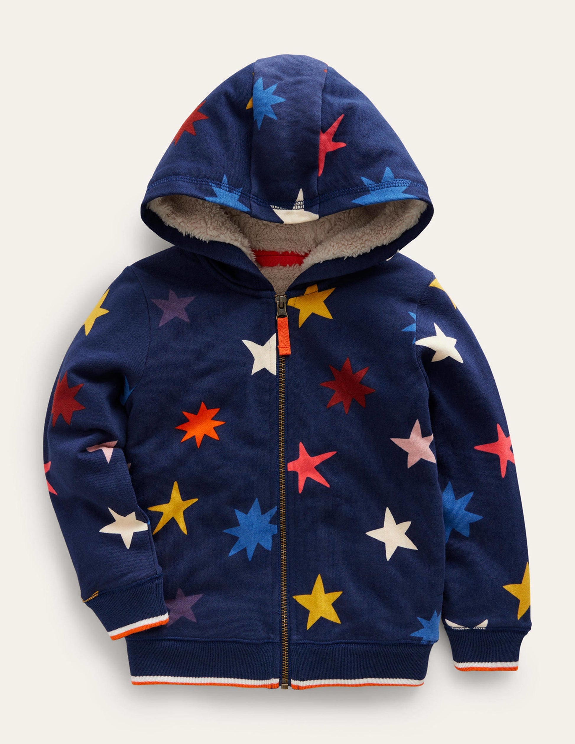Kapuzenpulli mit Zottelfutter und Druck-Schuluniform-Marineblau Sterne-1
