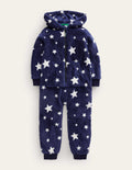 Gemütlicher Einteiler aus Fleece-Schuluniform-Marineblau Sterne