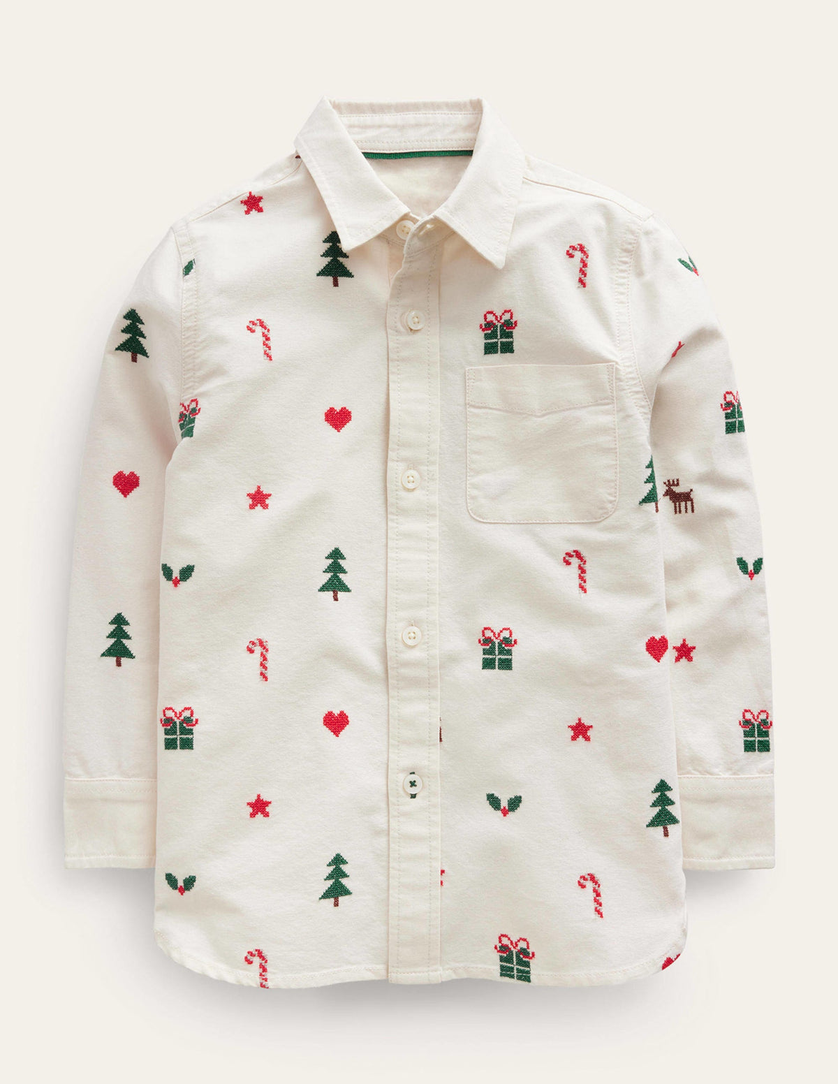 Embroidered Oxford Shirt-Vanilla Pod Christmas - Image 1