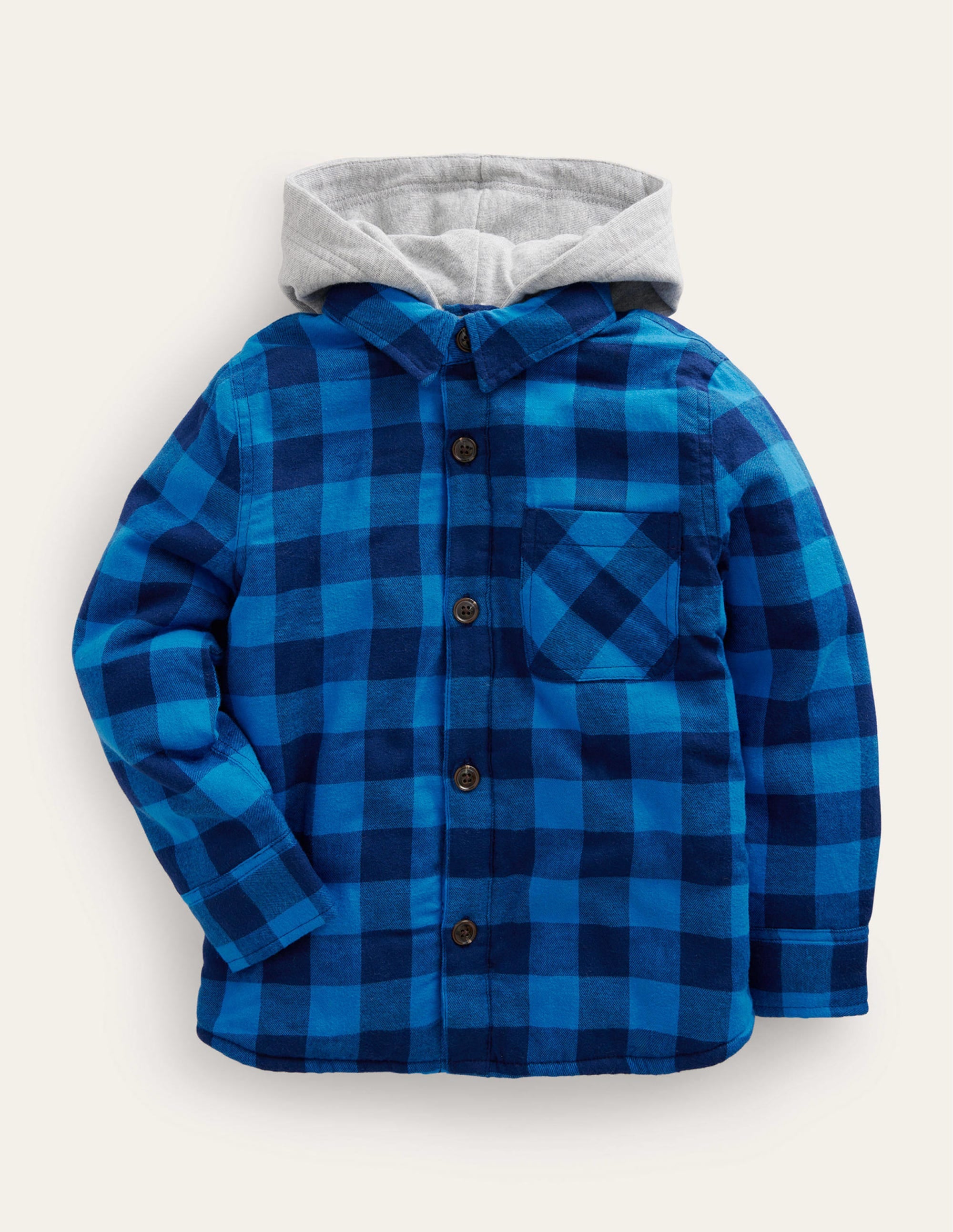 Hooded Borg Lined Jacket-Navy / Blue Gingham - Image 1