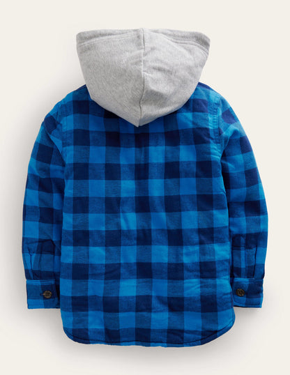 Hemd mit Kapuze und Borg-Futter-Marineblau / Blau Vichykaros-2