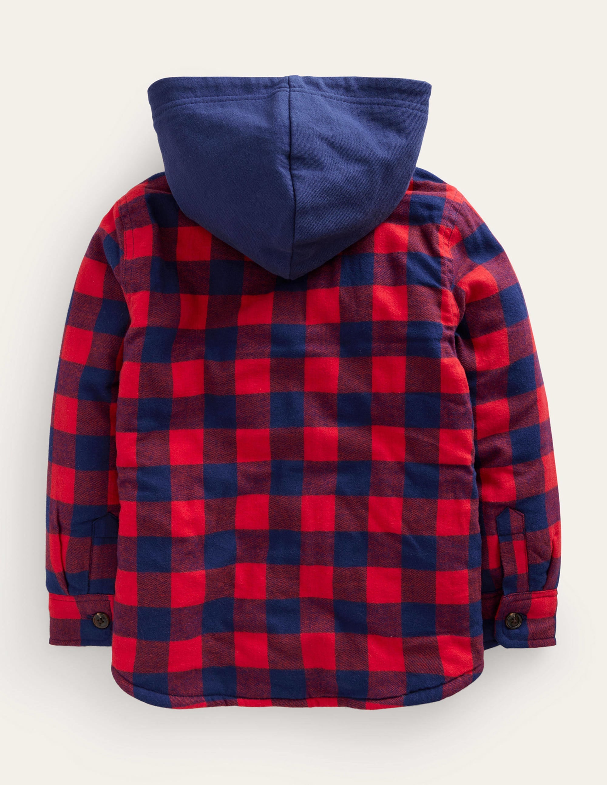 Chemise à capuche doublée de borg-Vichy rouge/bleu - Image 2