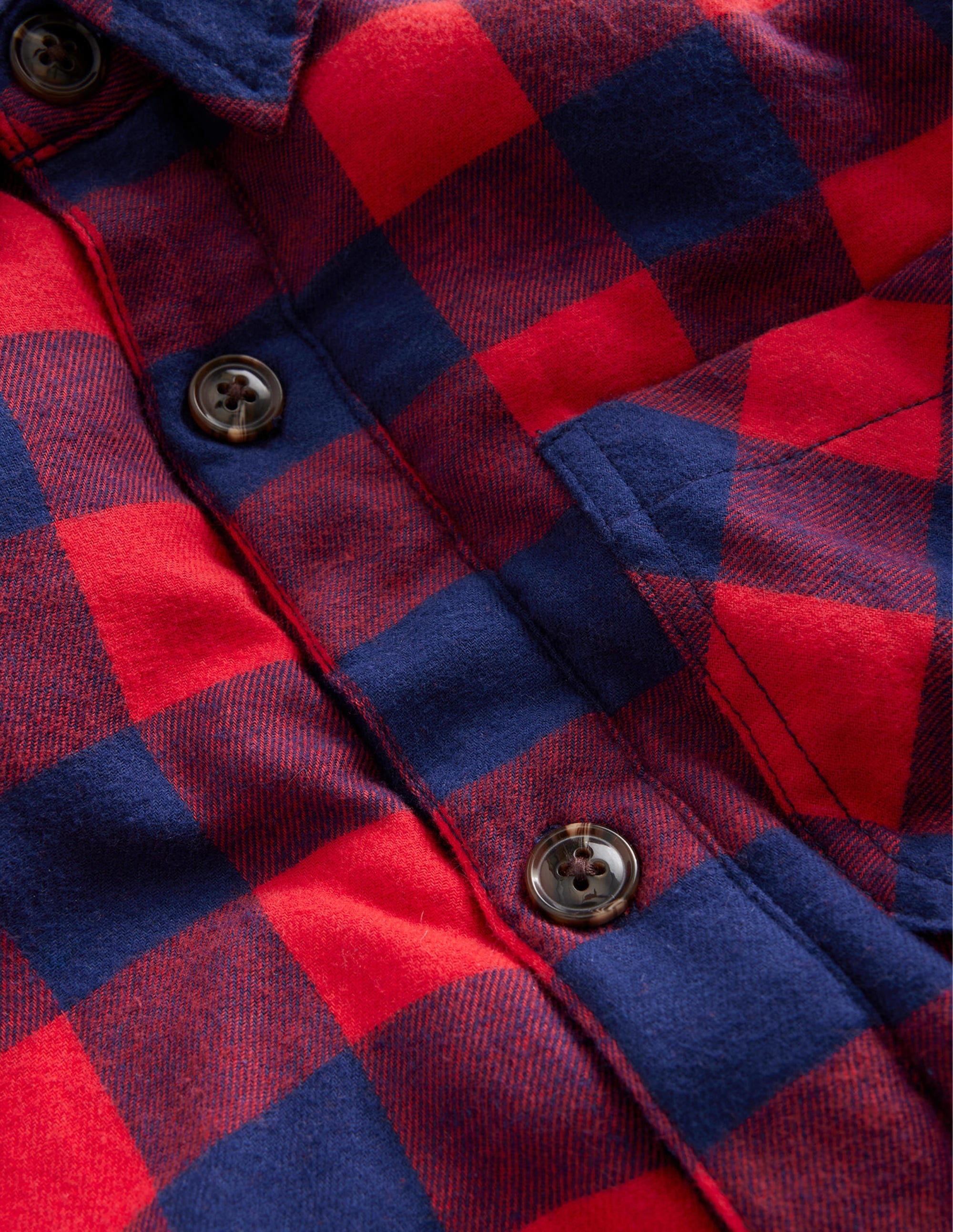 Chemise à capuche doublée de borg-Vichy rouge/bleu - Image 3