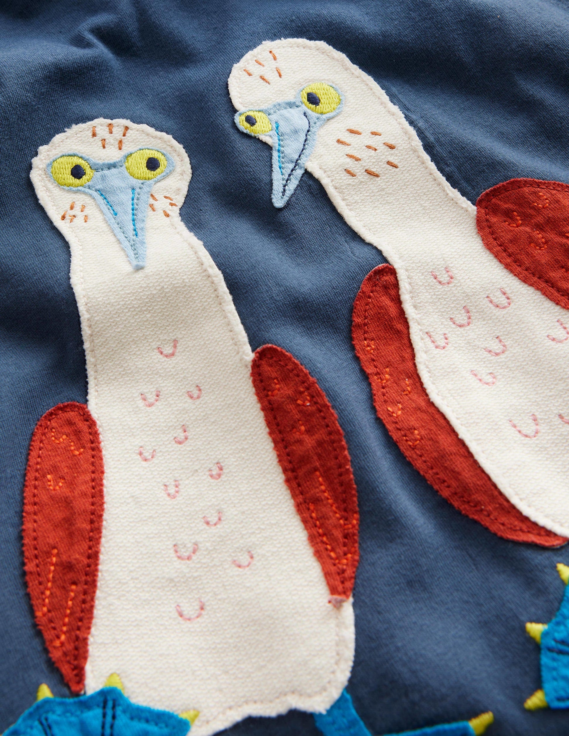 T-shirt à appliqué rigolo-Oiseaux bleu robot-3
