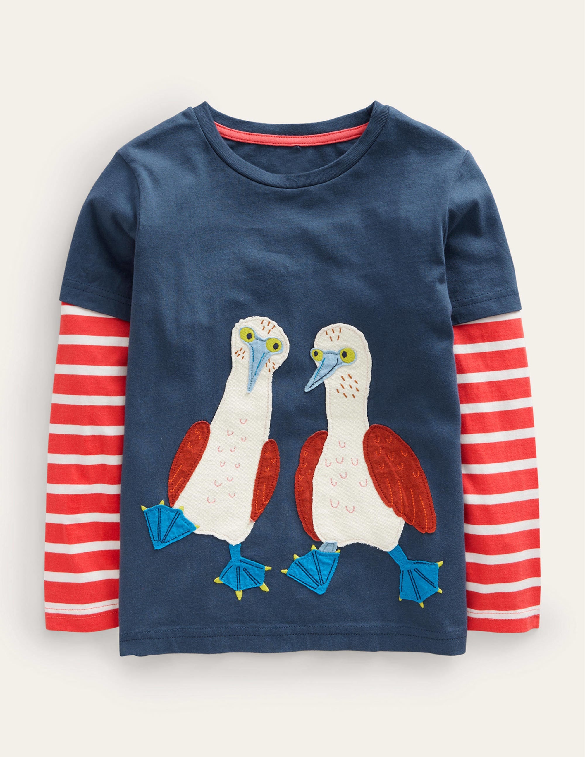 T-shirt à appliqué rigolo-Oiseaux bleu robot - Image 1