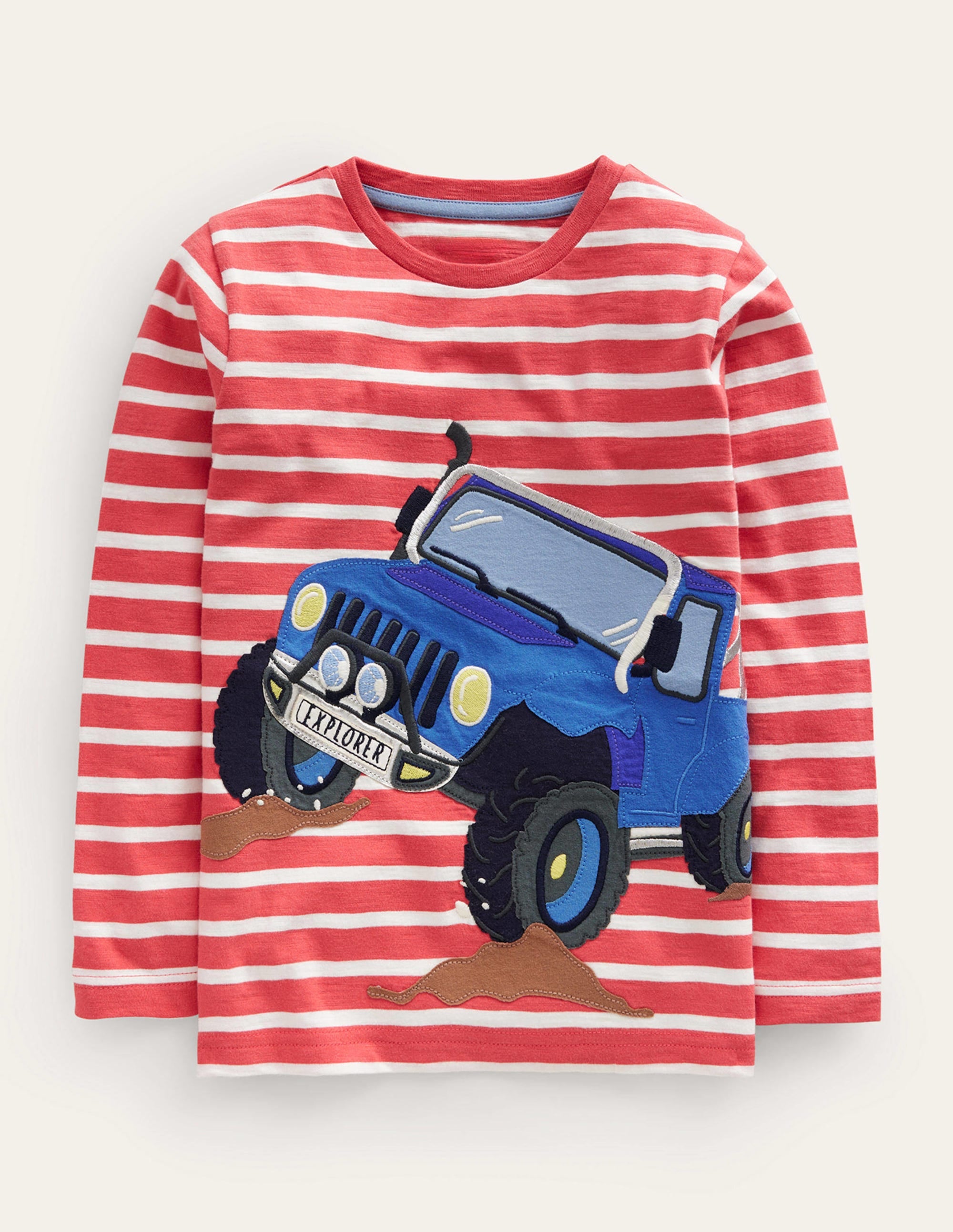 T-Shirt mit Off-Road-Applikation-Marmeladenrot/Naturweiß Truck - Image 1
