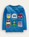 Speed Train Printed T-shirt-Egyptian Blue Trains