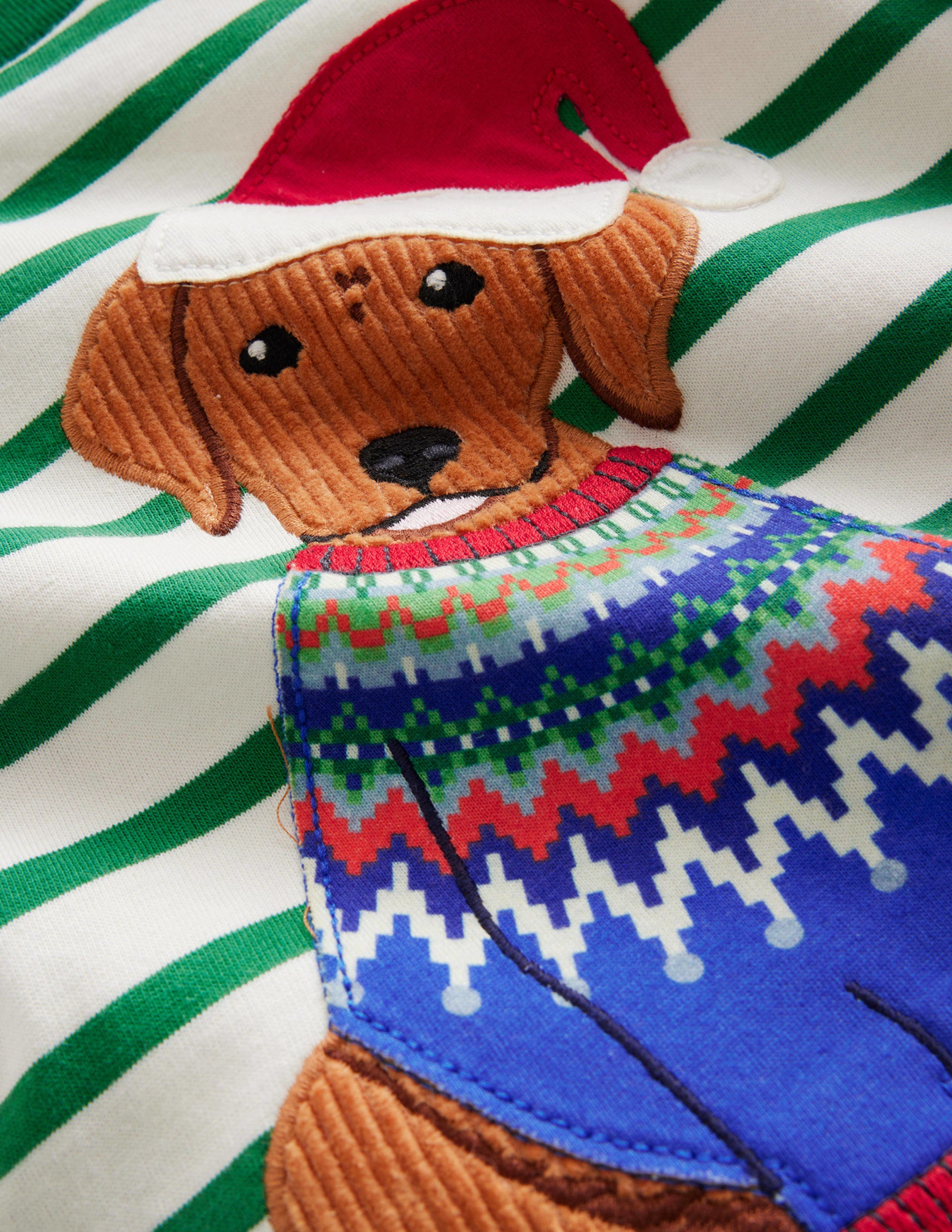 T-shirt à appliqué festif-Chien vert profond/ivoire - Image 3