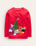 T-Shirt mit Tier-Applikation-Rockabilly-Rot Festlich Freunde