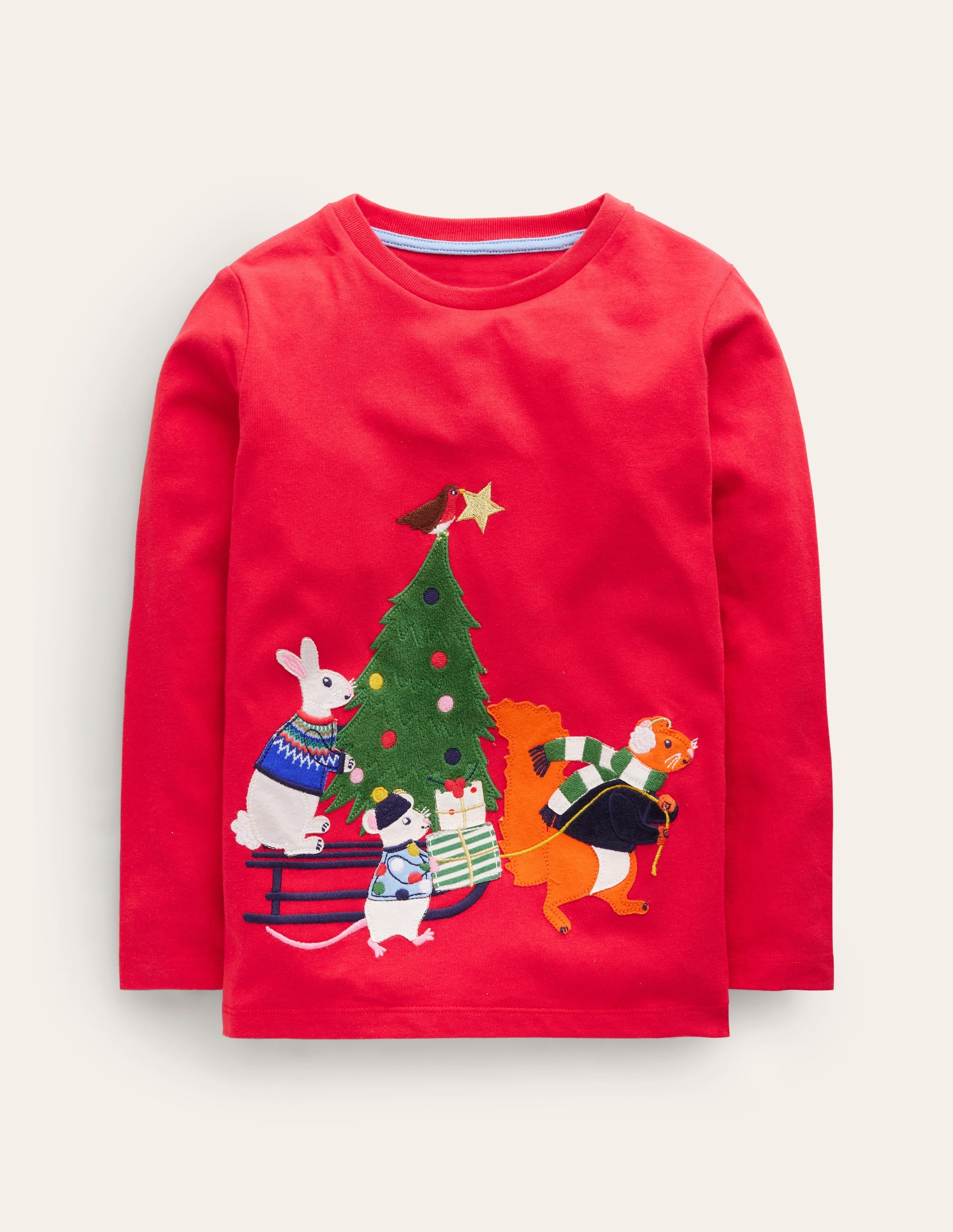 T-Shirt mit Tier-Applikation-Rockabilly-Rot Festlich Freunde - Image 1