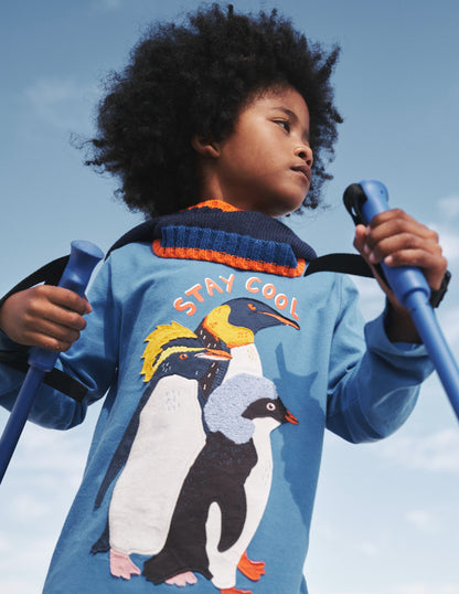 T-Shirt mit Penguin-Applikation-Cabana Blau Pinguin-4